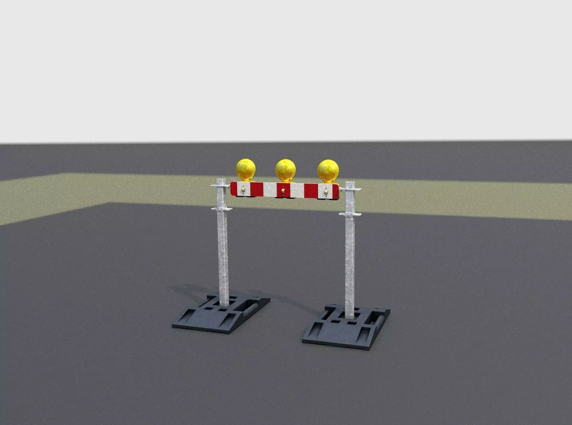 Construction Barrier 5 with warning lights 600-30 100x800mm Low-poly 3D model_0