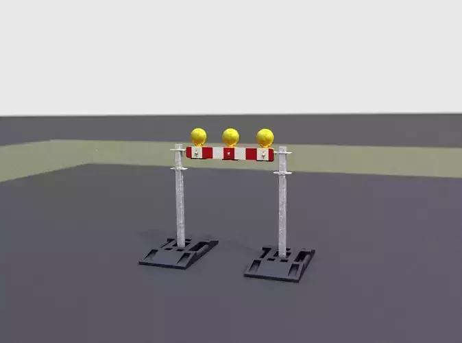 Construction Barrier 5 with warning lights 600-30 100x800mm Low-poly 3D model