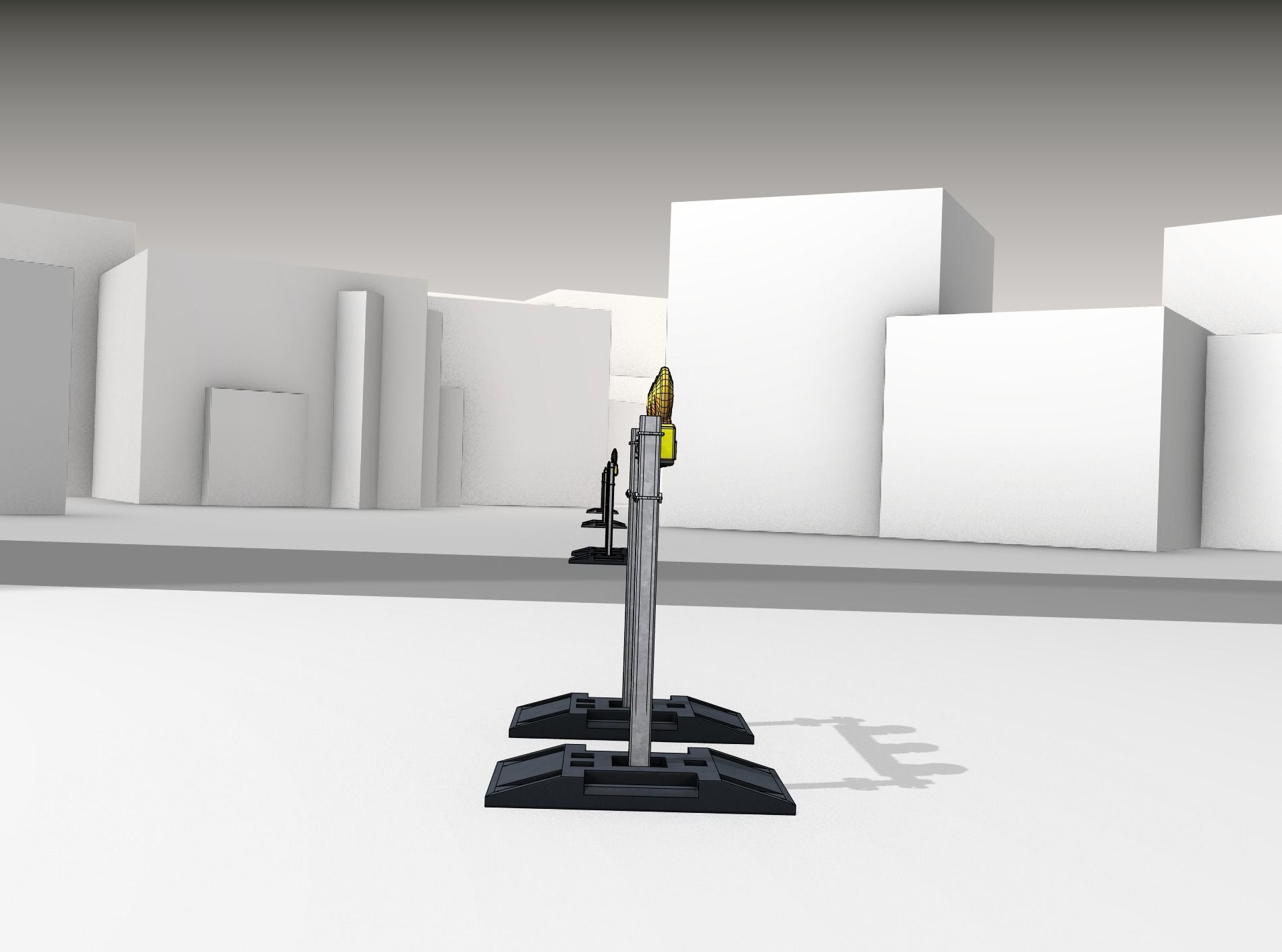 Construction Barrier 5 with warning lights 600-30 100x800mm Low-poly 3D model_14