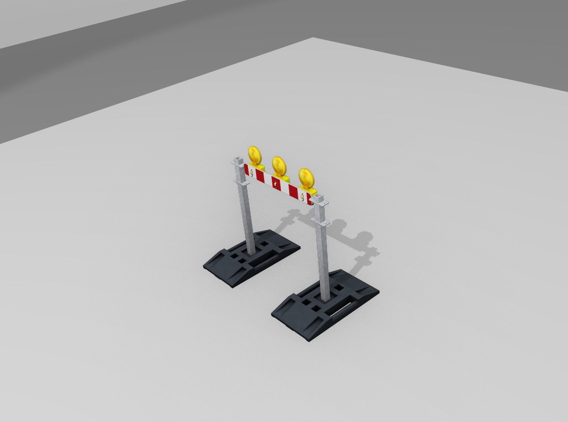 Construction Barrier 5 with warning lights 600-30 100x800mm Low-poly 3D model_10