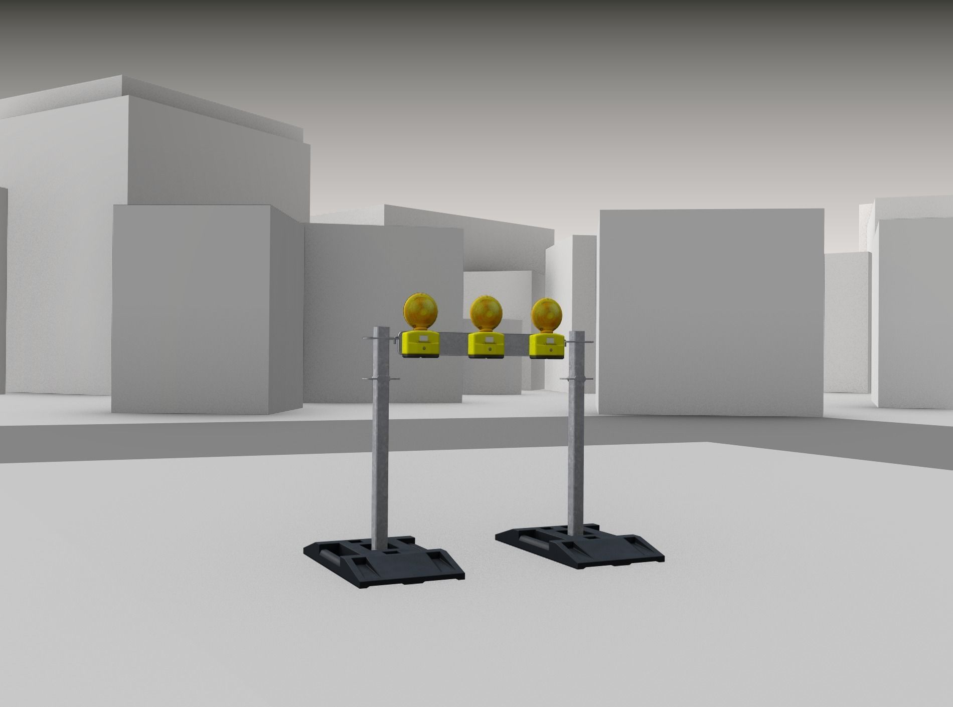 Construction Barrier 5 with warning lights 600-30 100x800mm Low-poly 3D model_23