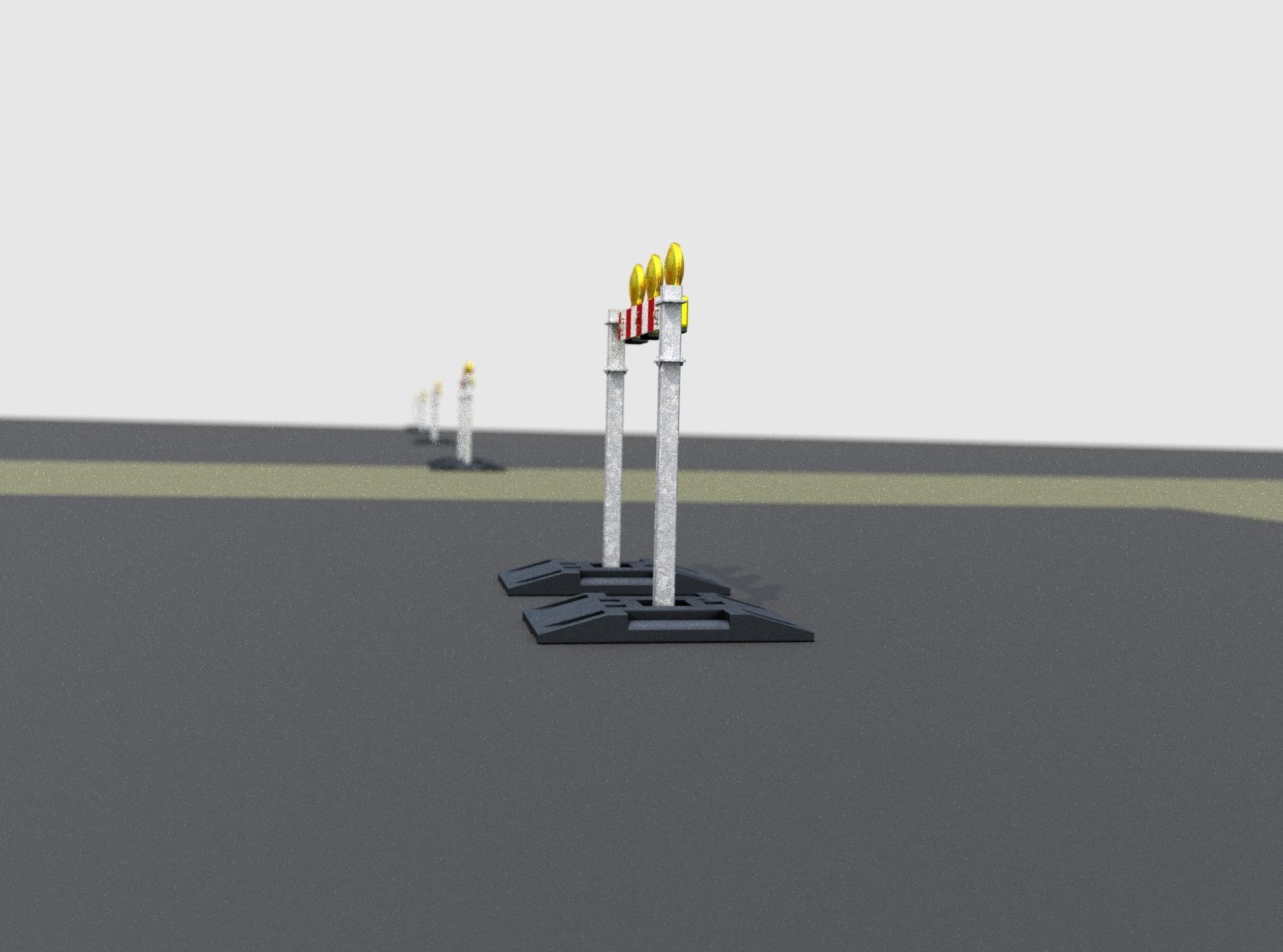 Construction Barrier 5 with warning lights 600-30 100x800mm Low-poly 3D model_13