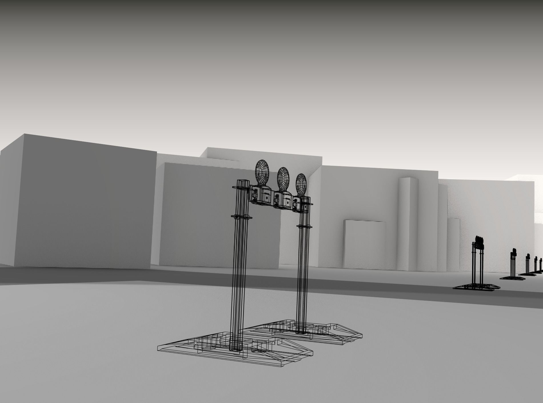 Construction Barrier 5 with warning lights 600-30 100x800mm Low-poly 3D model_18