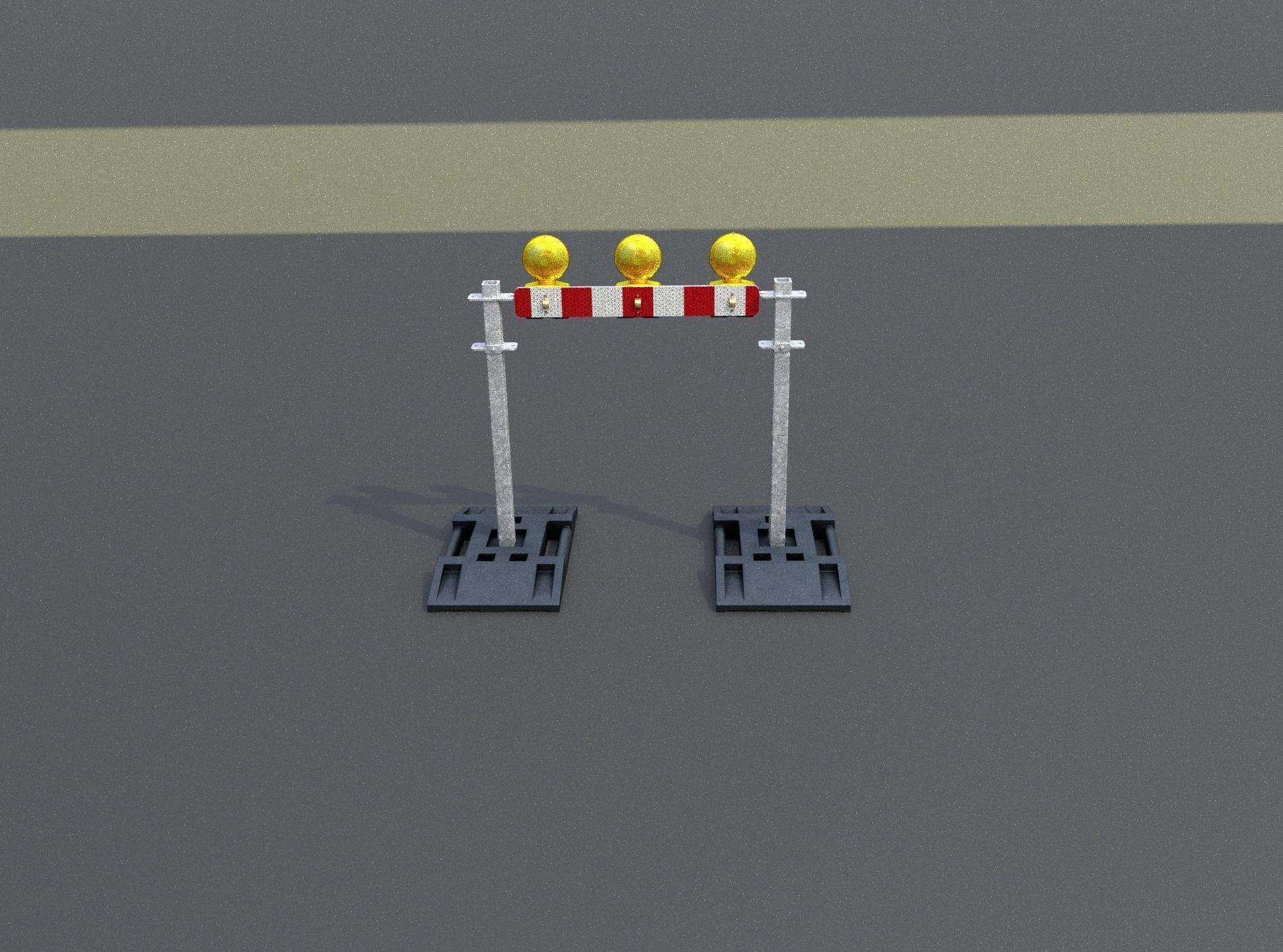 Construction Barrier 5 with warning lights 600-30 100x800mm Low-poly 3D model_50