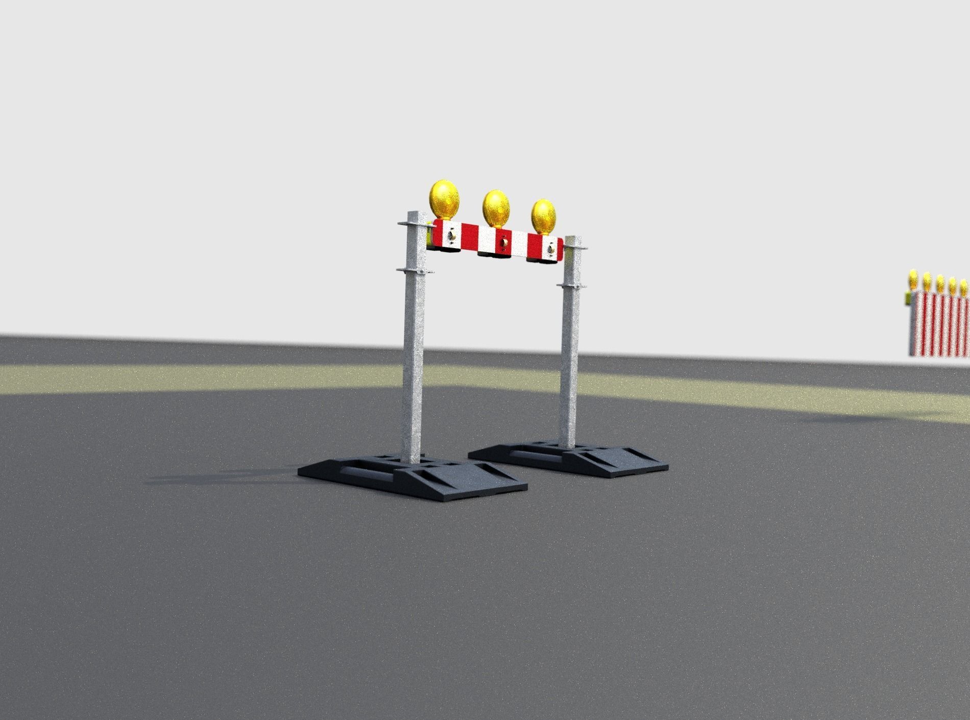 Construction Barrier 5 with warning lights 600-30 100x800mm Low-poly 3D model_42