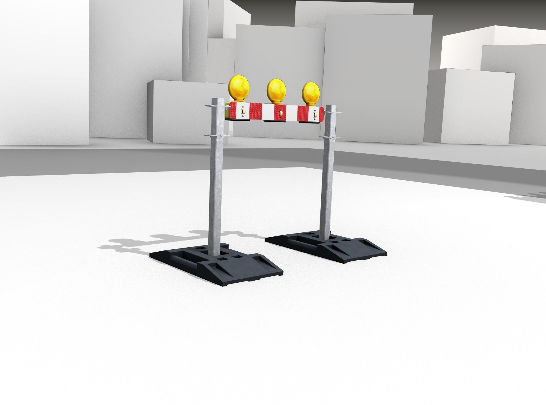 Construction Barrier 5 with warning lights 600-30 100x800mm Low-poly 3D model_43