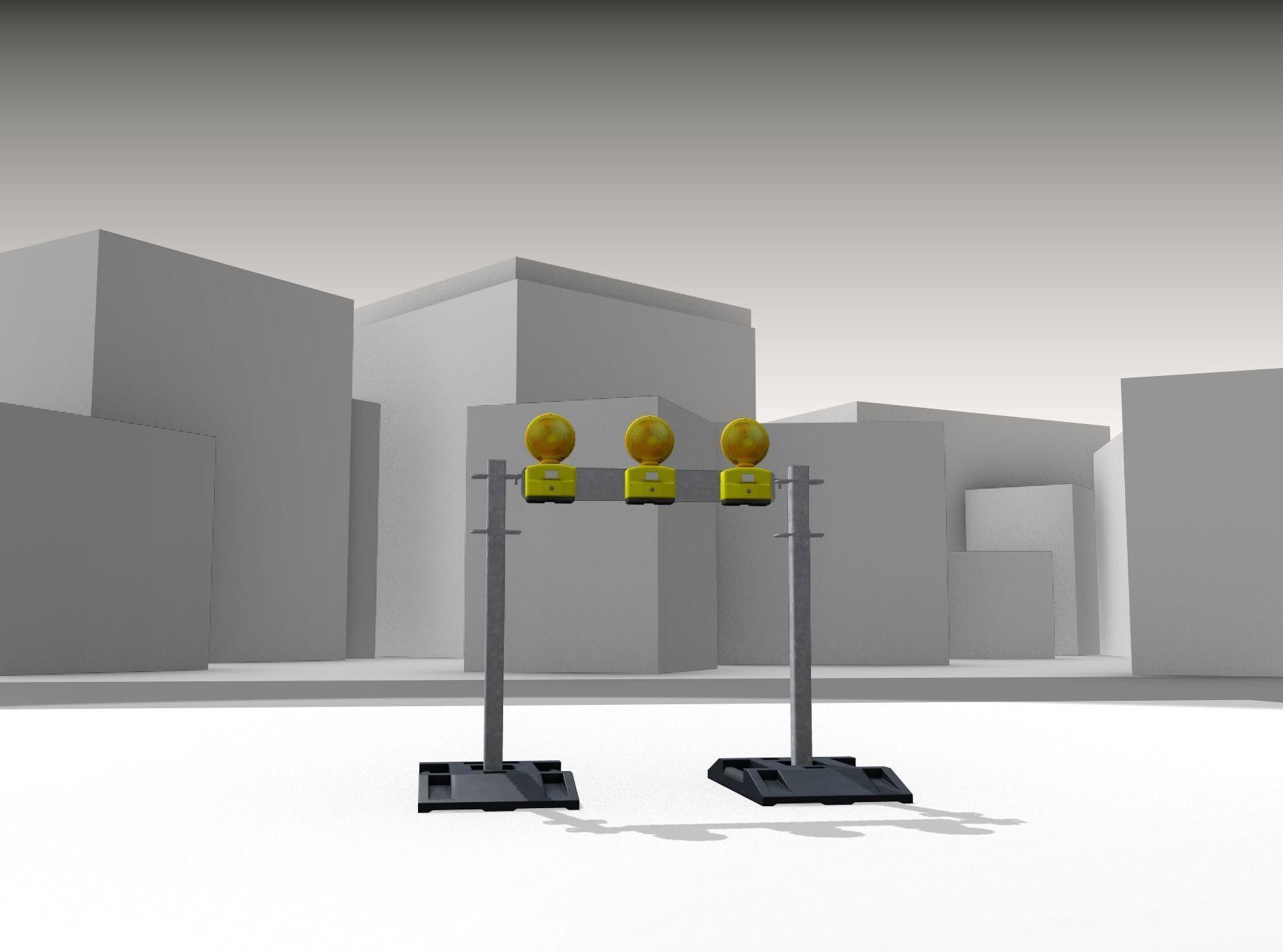 Construction Barrier 5 with warning lights 600-30 100x800mm Low-poly 3D model_25