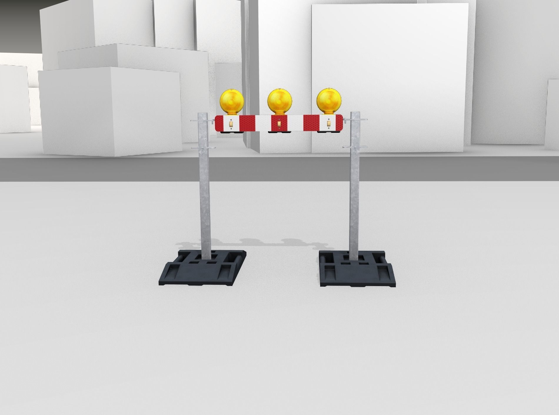 Construction Barrier 5 with warning lights 600-30 100x800mm Low-poly 3D model_5