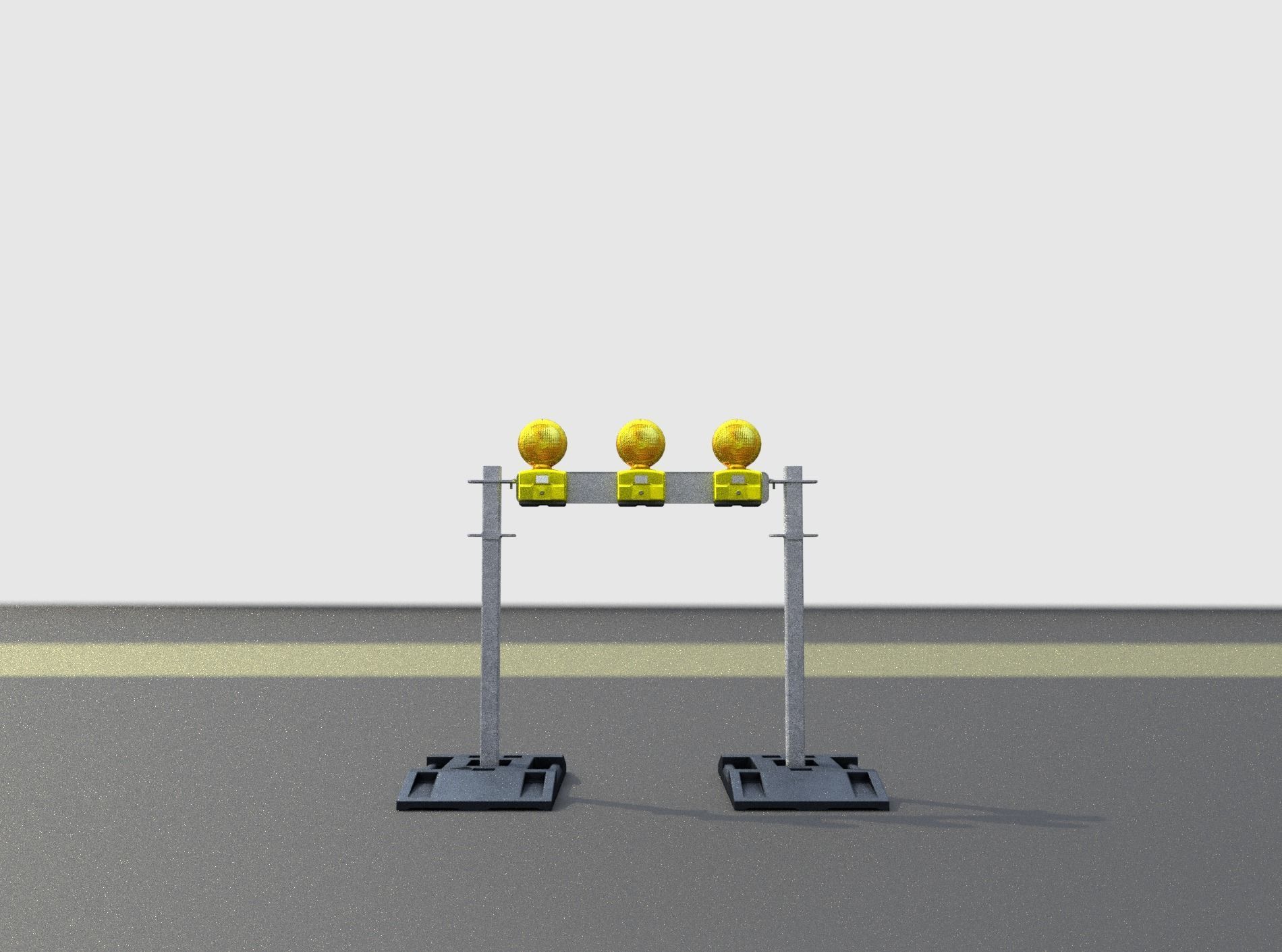 Construction Barrier 5 with warning lights 600-30 100x800mm Low-poly 3D model_26