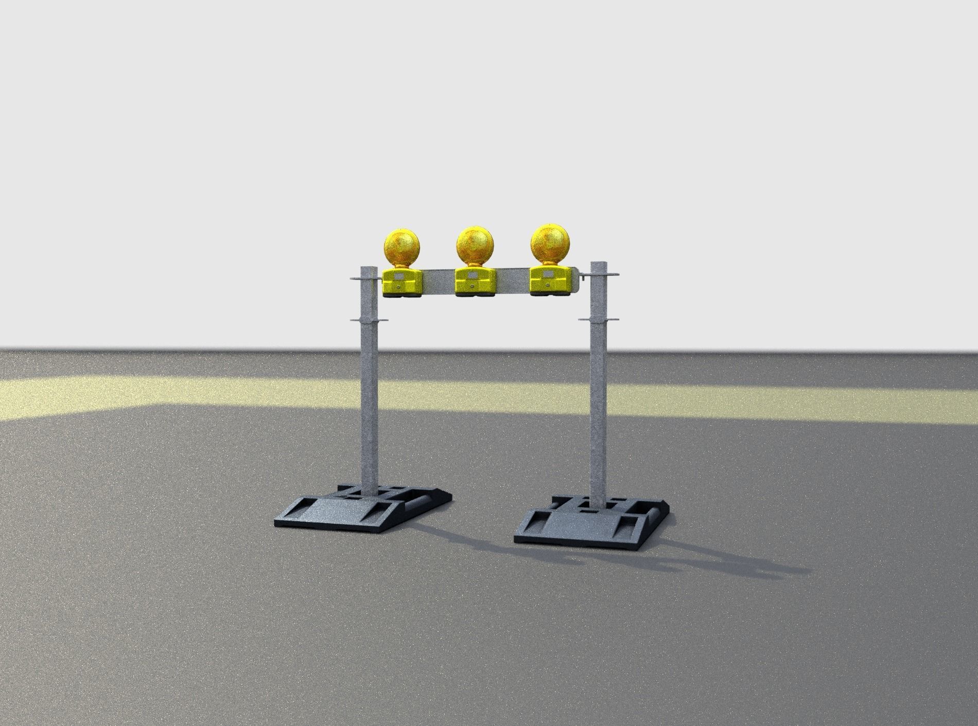 Construction Barrier 5 with warning lights 600-30 100x800mm Low-poly 3D model_28