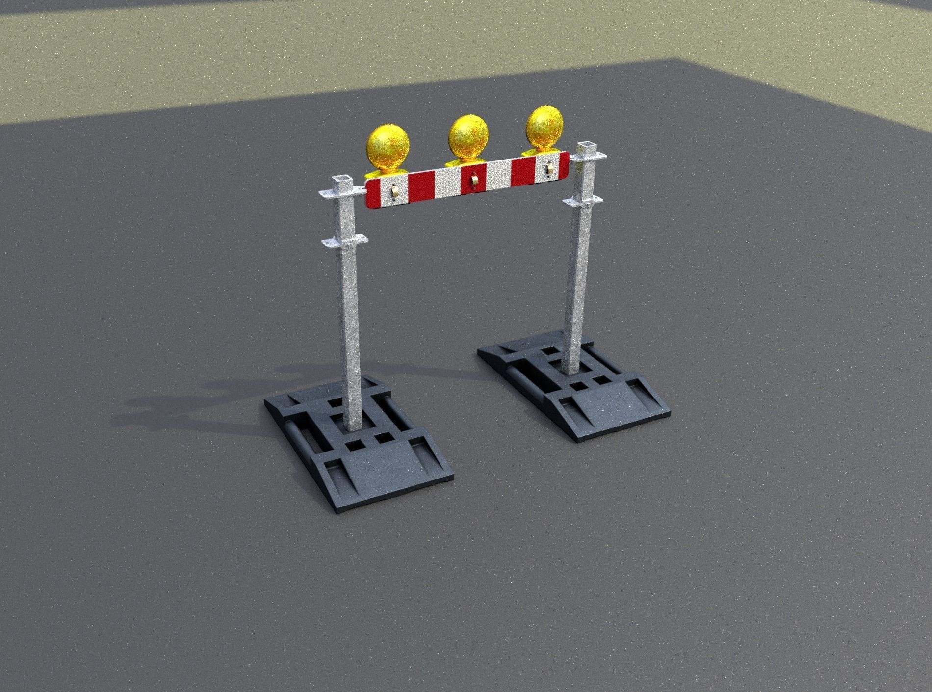 Construction Barrier 5 with warning lights 600-30 100x800mm Low-poly 3D model_44