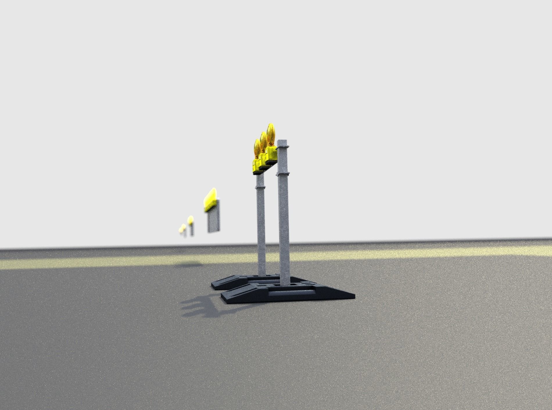 Construction Barrier 5 with warning lights 600-30 100x800mm Low-poly 3D model_34