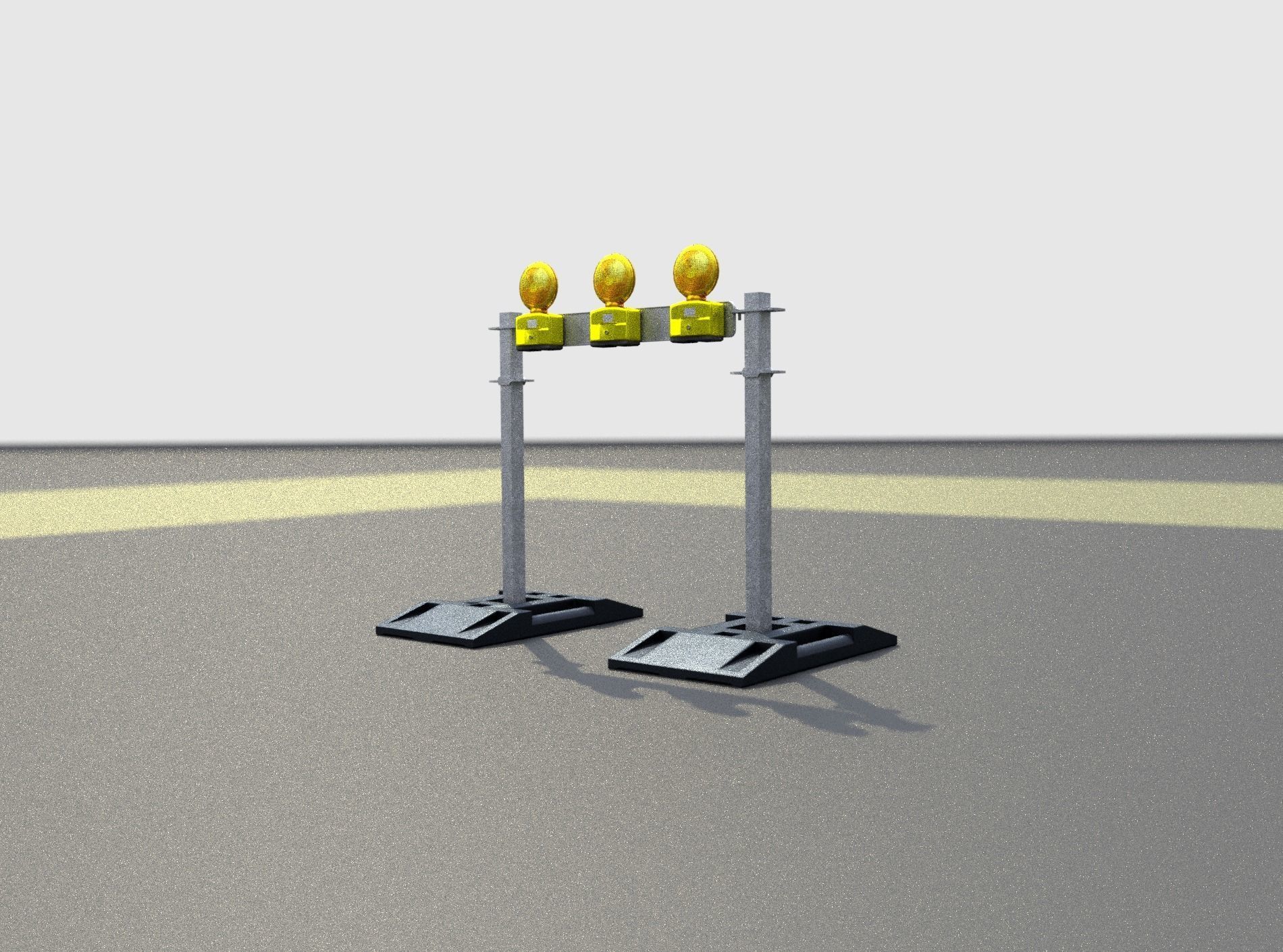 Construction Barrier 5 with warning lights 600-30 100x800mm Low-poly 3D model_30