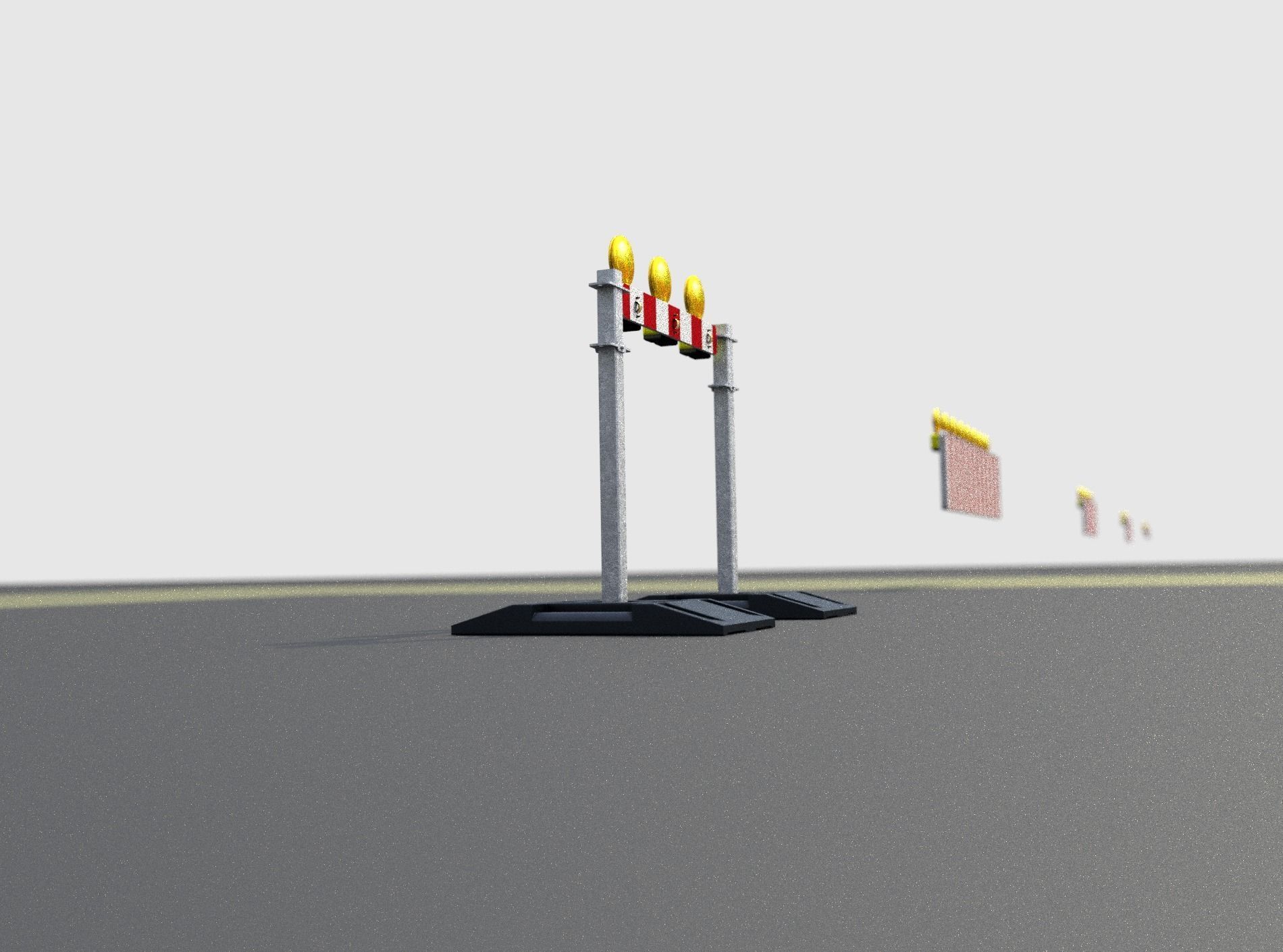 Construction Barrier 5 with warning lights 600-30 100x800mm Low-poly 3D model_38