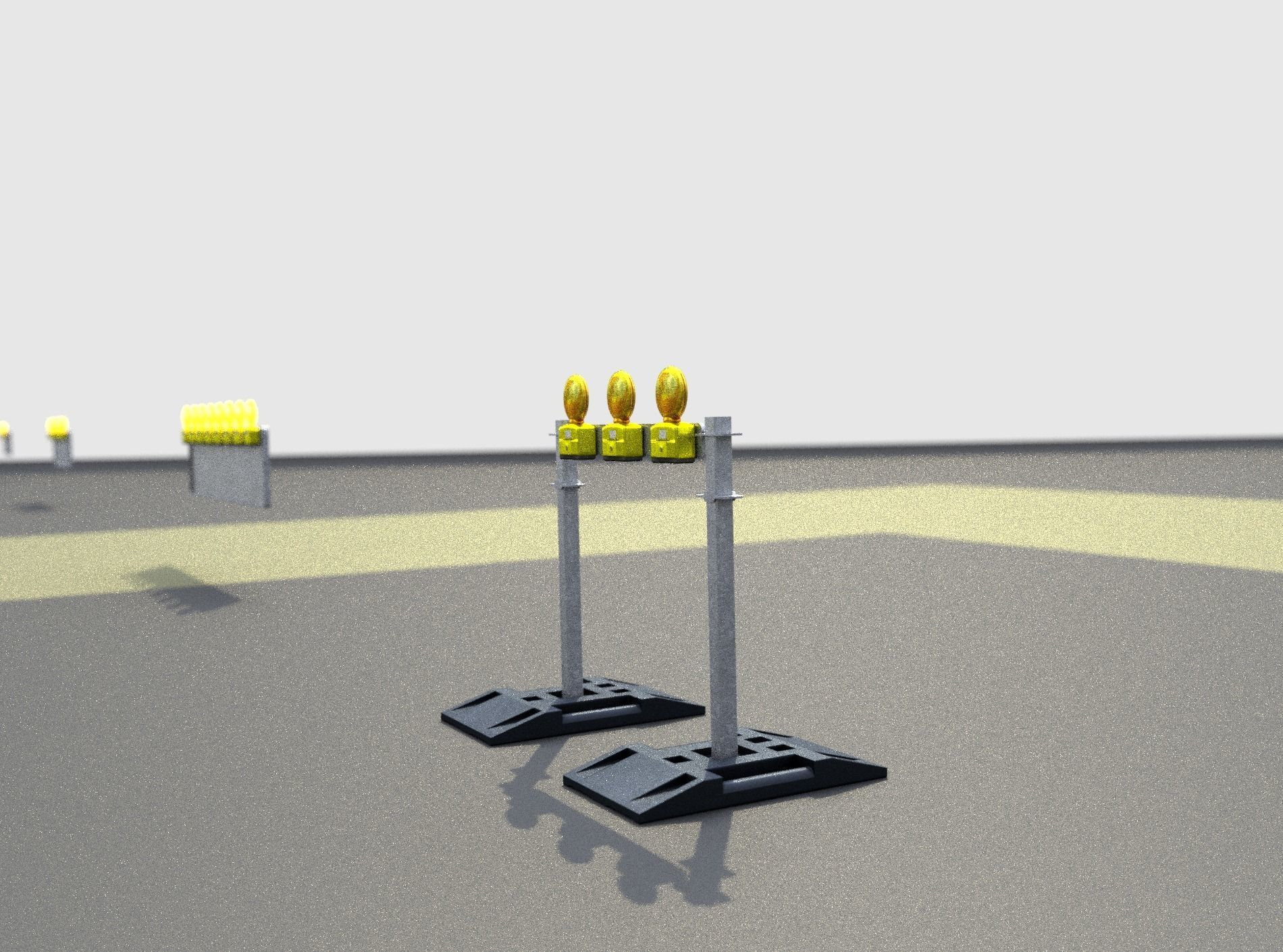 Construction Barrier 5 with warning lights 600-30 100x800mm Low-poly 3D model_32