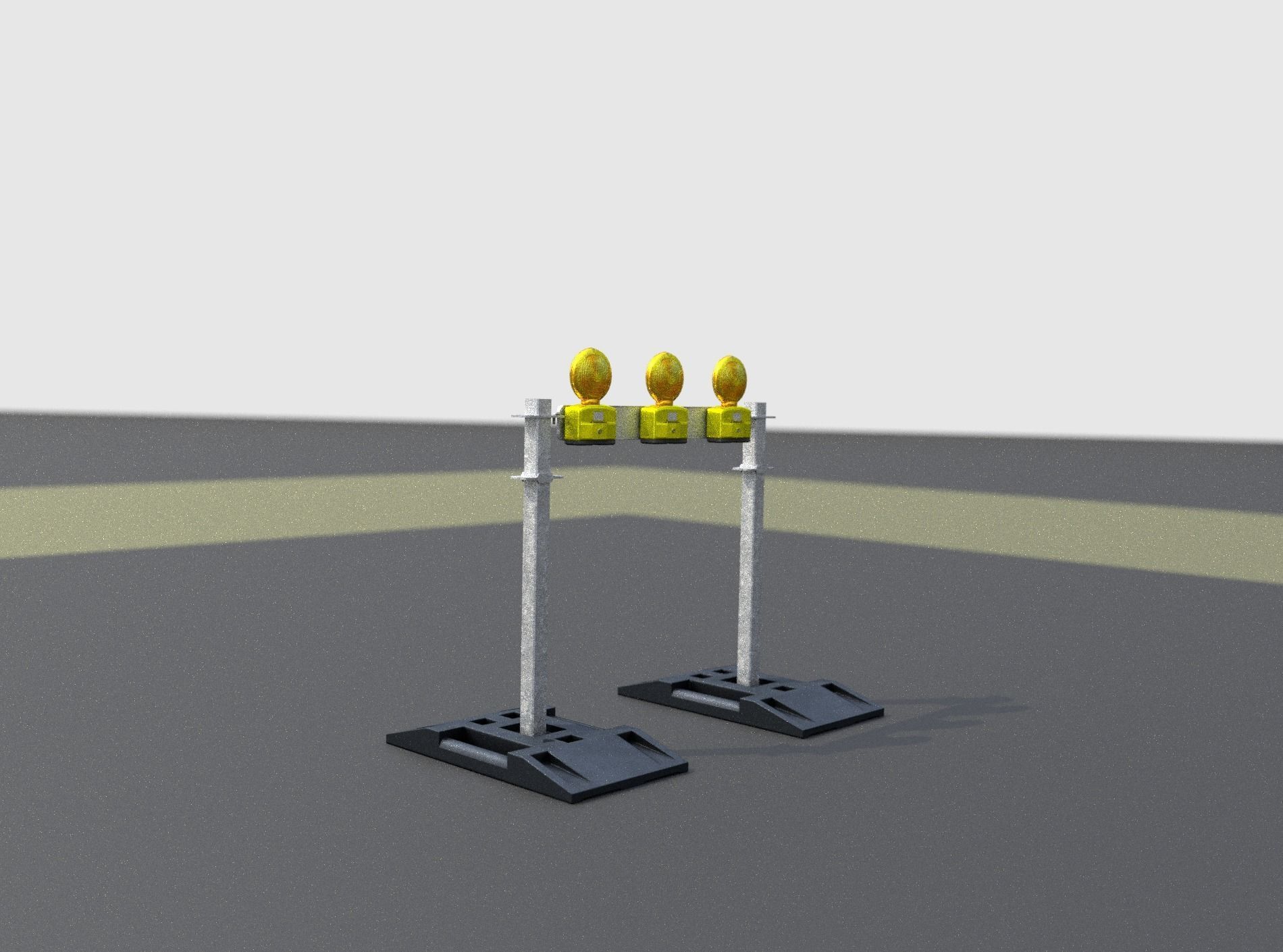 Construction Barrier 5 with warning lights 600-30 100x800mm Low-poly 3D model_21