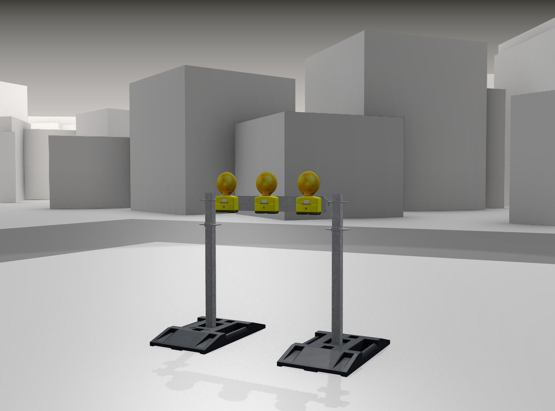 Construction Barrier 5 with warning lights 600-30 100x800mm Low-poly 3D model_29