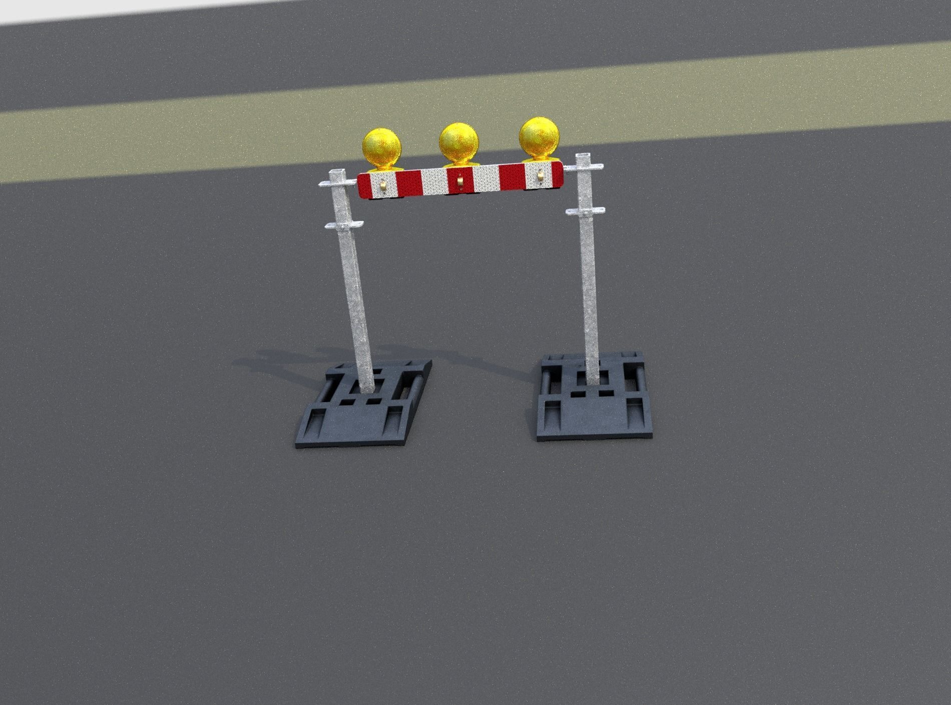 Construction Barrier 5 with warning lights 600-30 100x800mm Low-poly 3D model_48