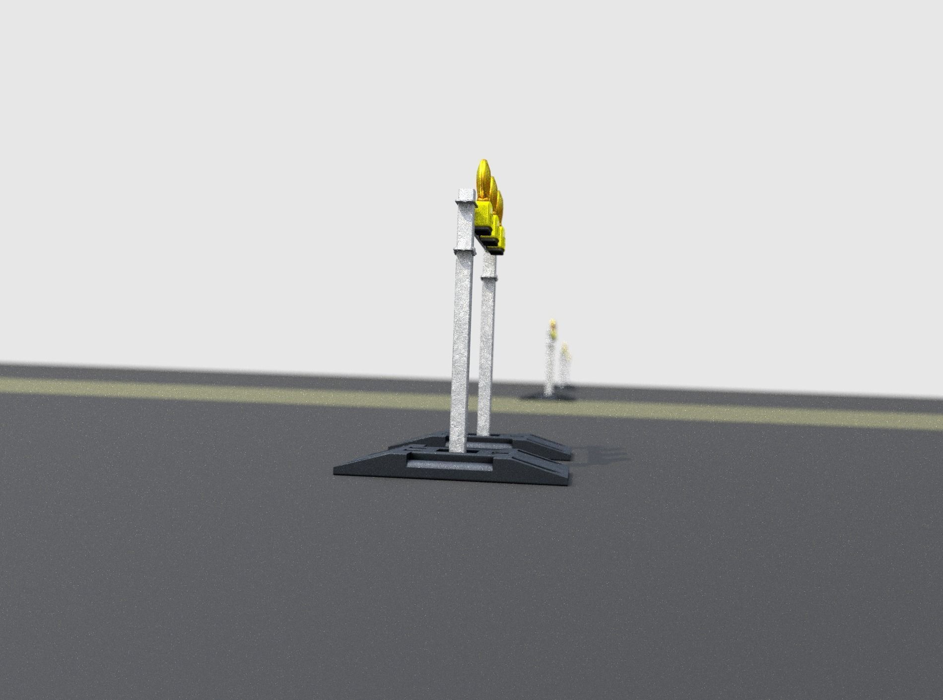 Construction Barrier 5 with warning lights 600-30 100x800mm Low-poly 3D model_15