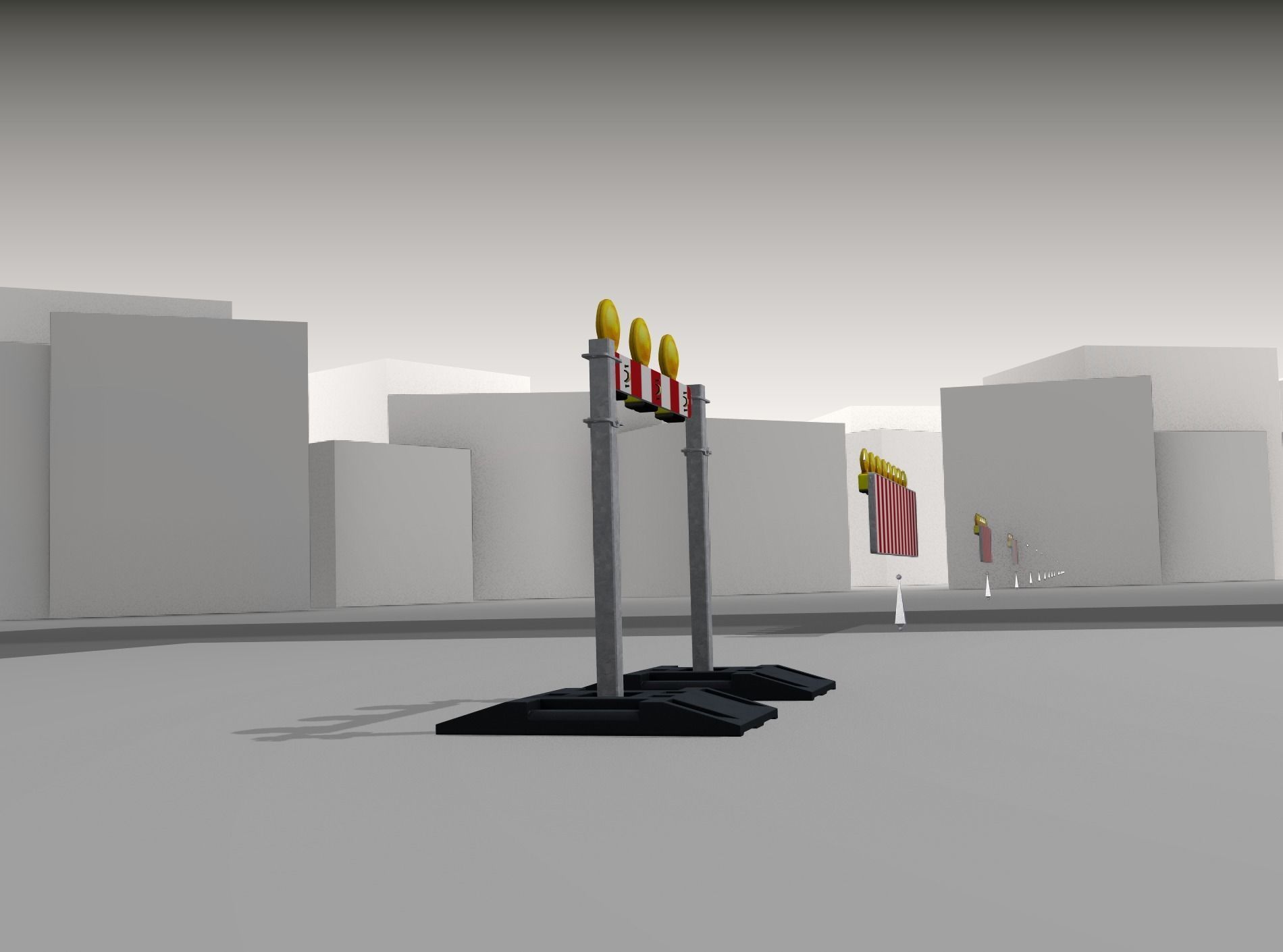 Construction Barrier 5 with warning lights 600-30 100x800mm Low-poly 3D model_37