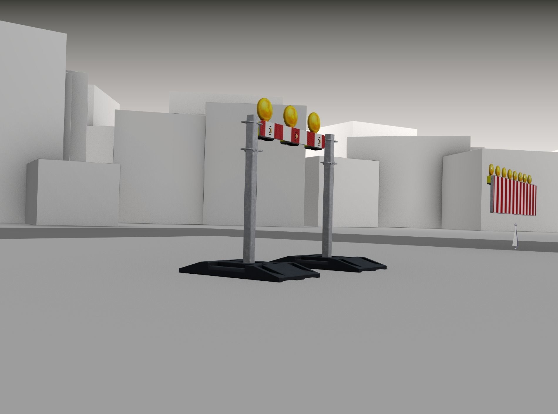 Construction Barrier 5 with warning lights 600-30 100x800mm Low-poly 3D model_41