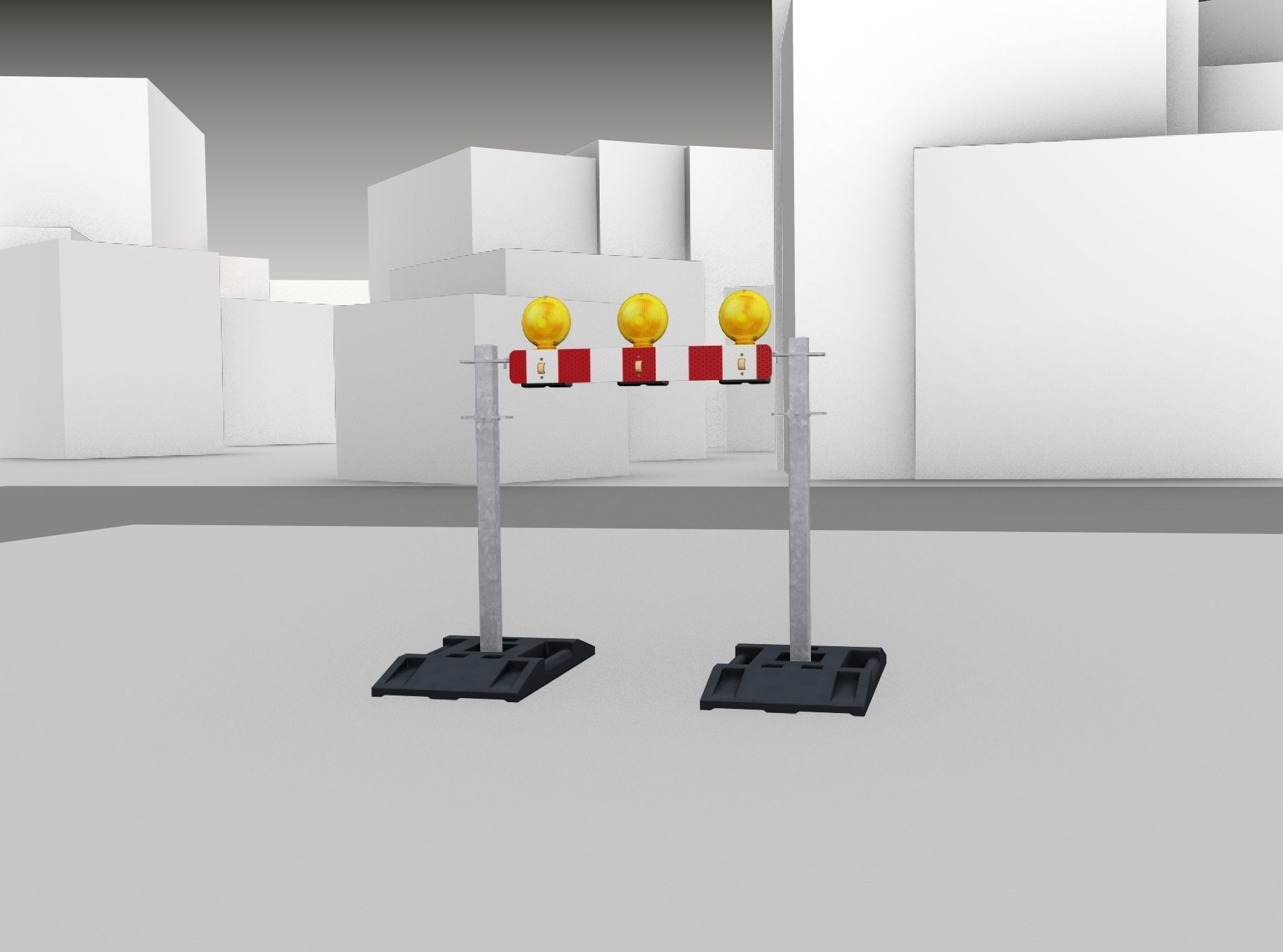 Construction Barrier 5 with warning lights 600-30 100x800mm Low-poly 3D model_7