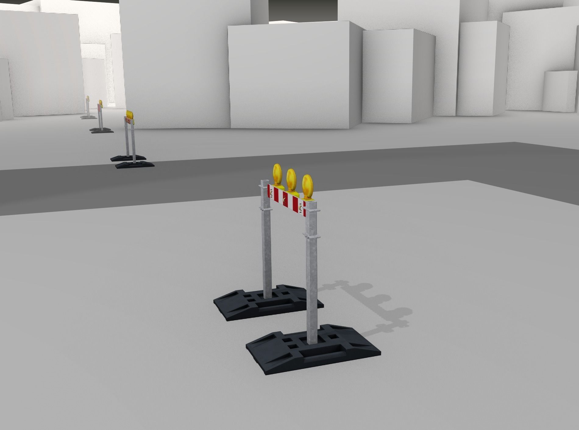 Construction Barrier 5 with warning lights 600-30 100x800mm Low-poly 3D model_12