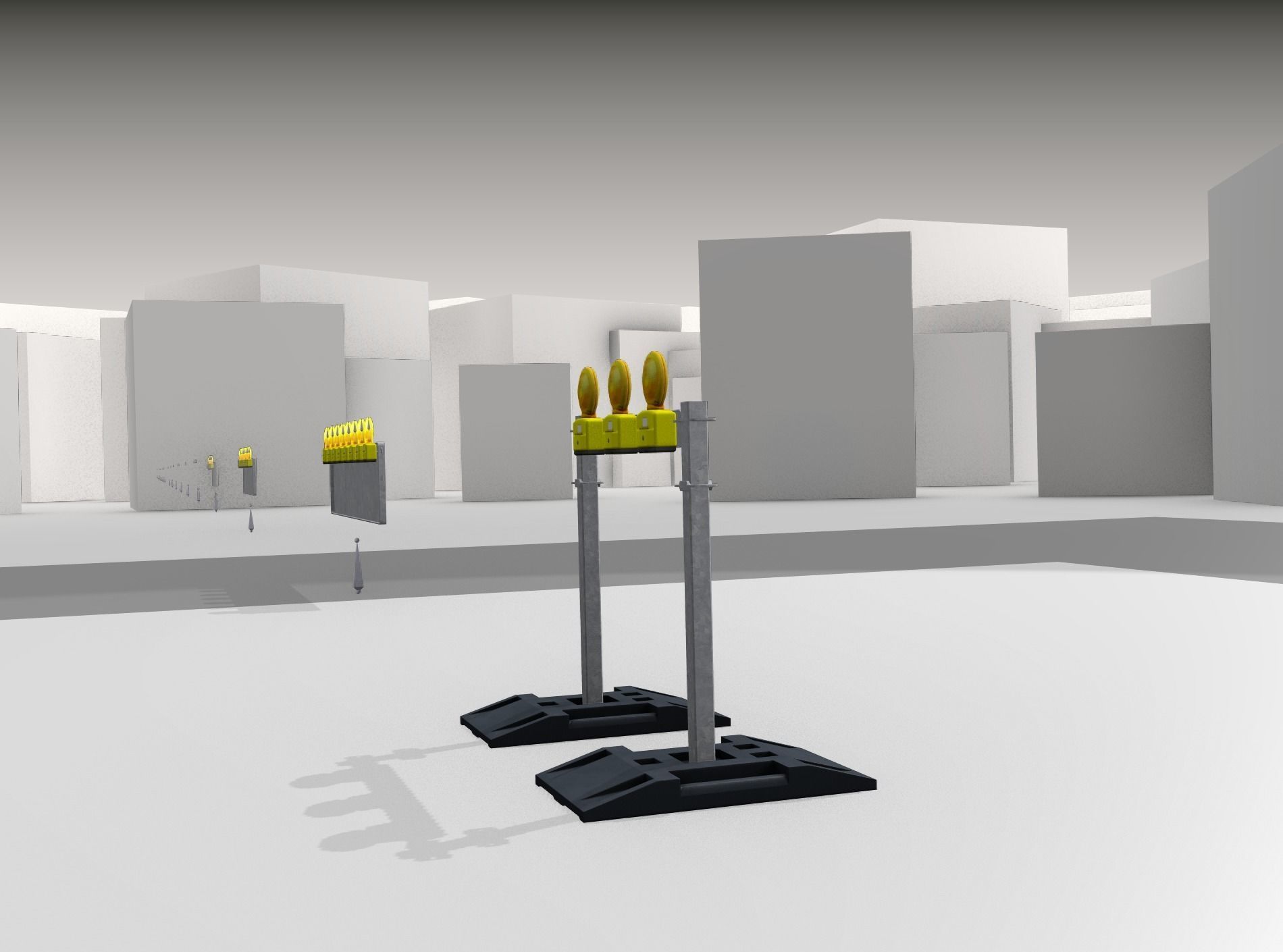 Construction Barrier 5 with warning lights 600-30 100x800mm Low-poly 3D model_33