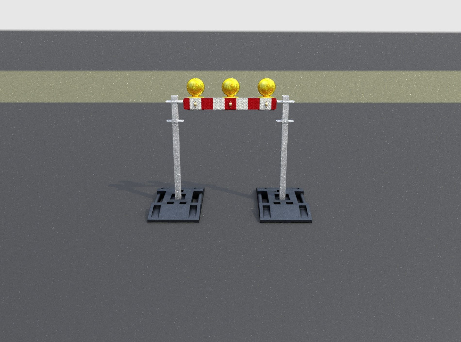 Construction Barrier 5 with warning lights 600-30 100x800mm Low-poly 3D model_4