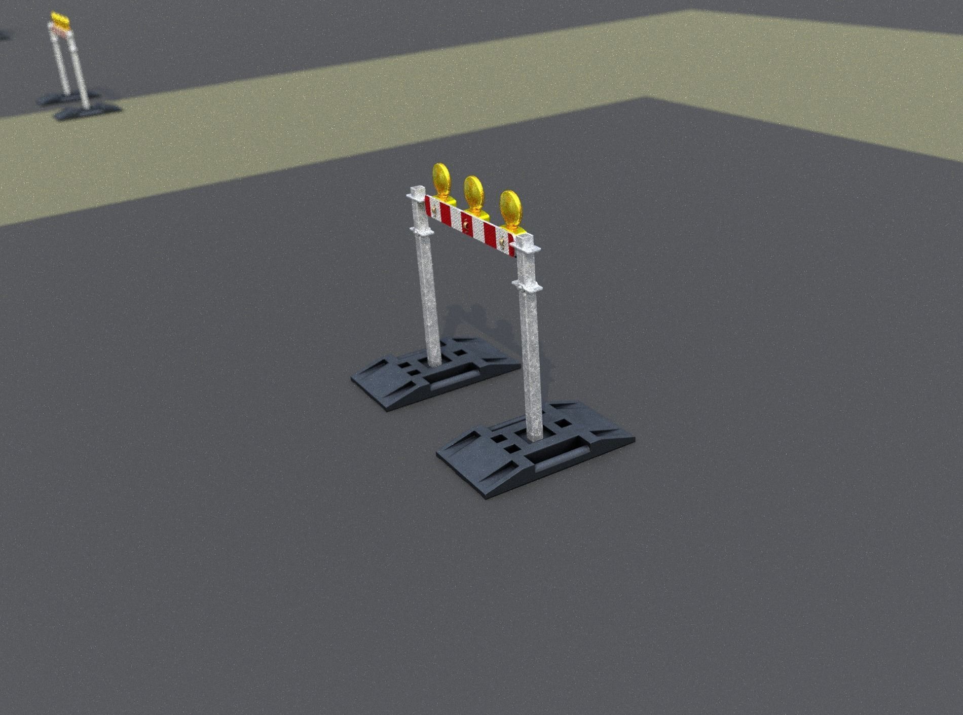 Construction Barrier 5 with warning lights 600-30 100x800mm Low-poly 3D model_11