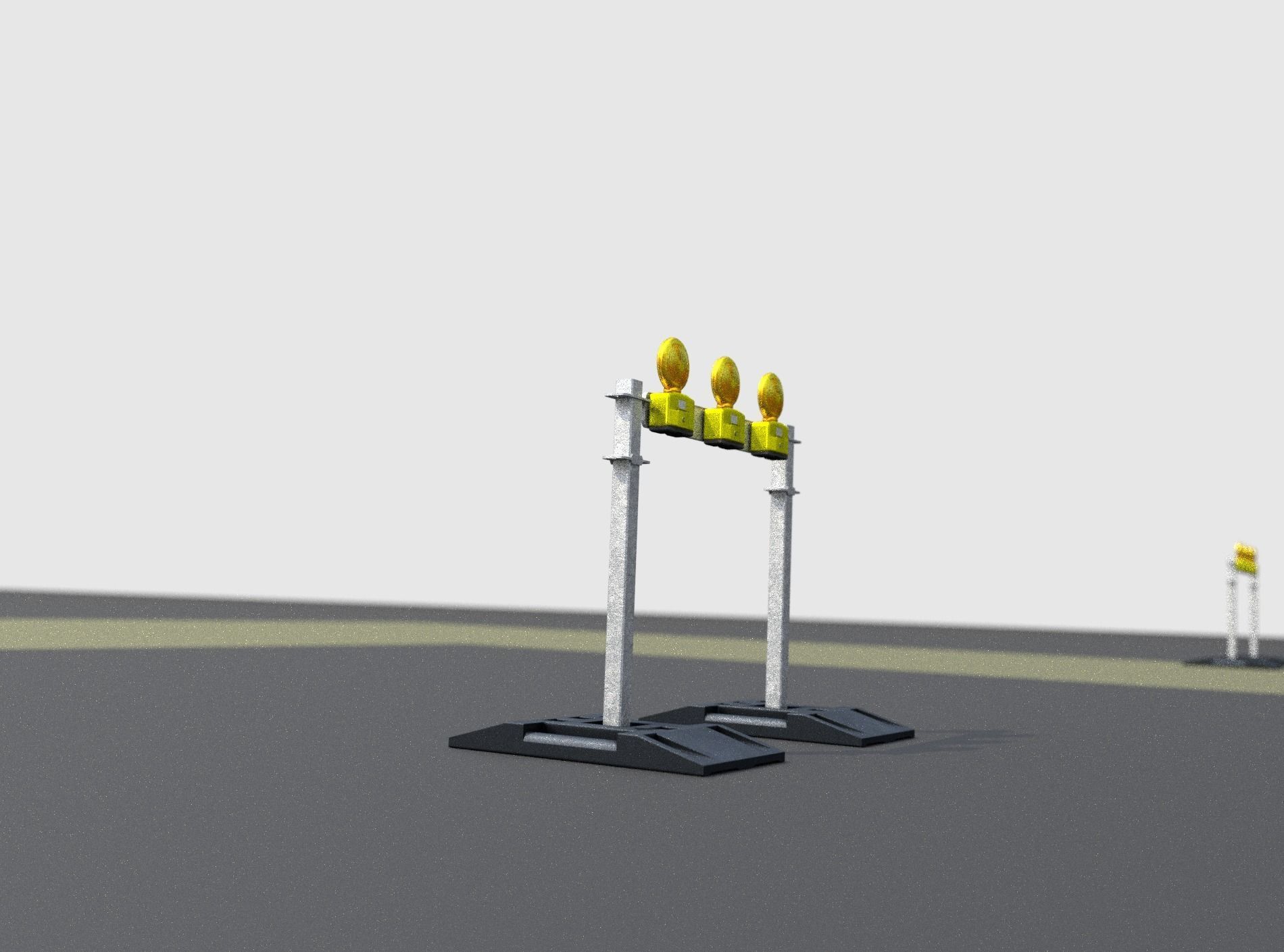Construction Barrier 5 with warning lights 600-30 100x800mm Low-poly 3D model_19