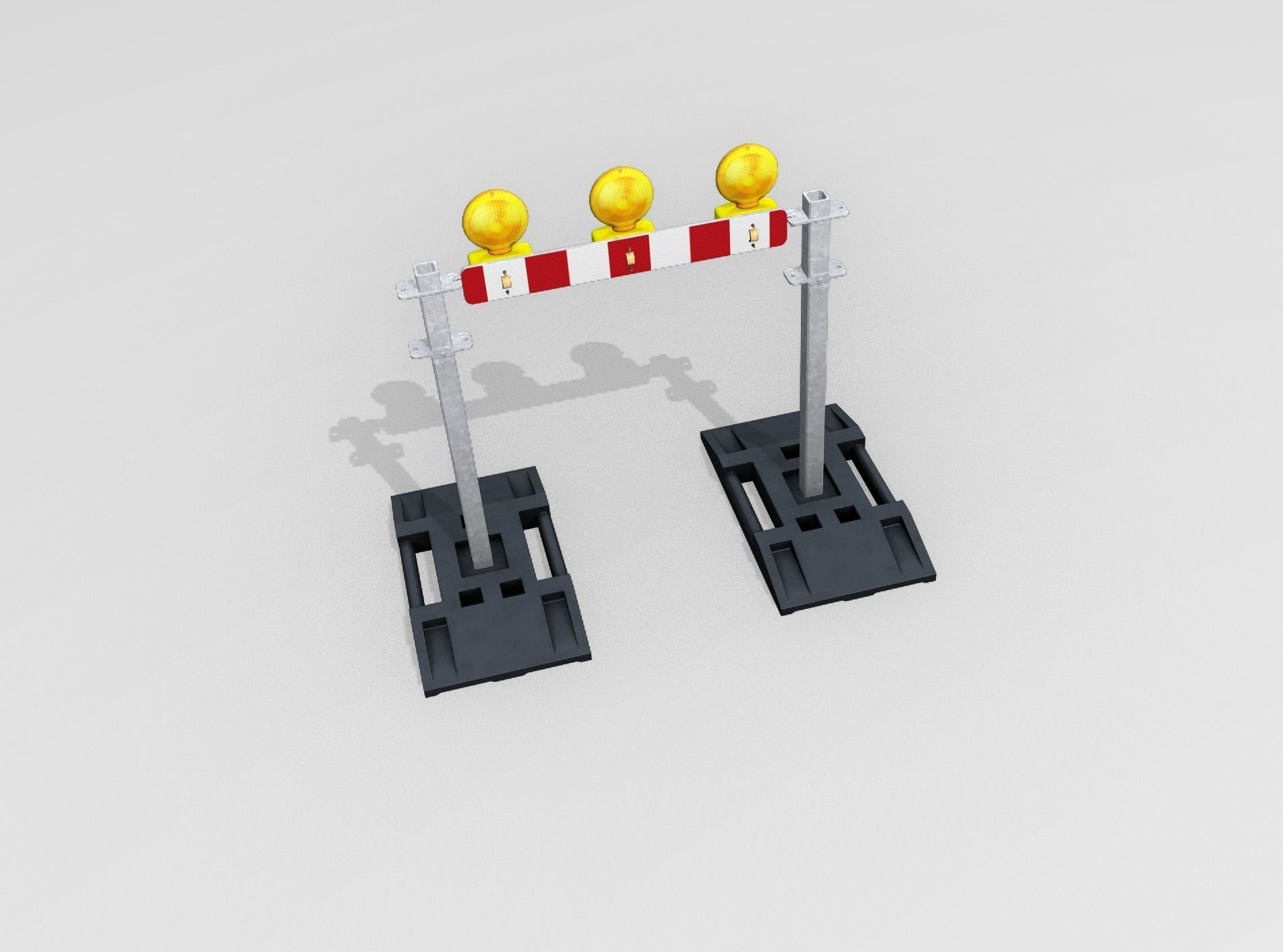 Construction Barrier 5 with warning lights 600-30 100x800mm Low-poly 3D model_45