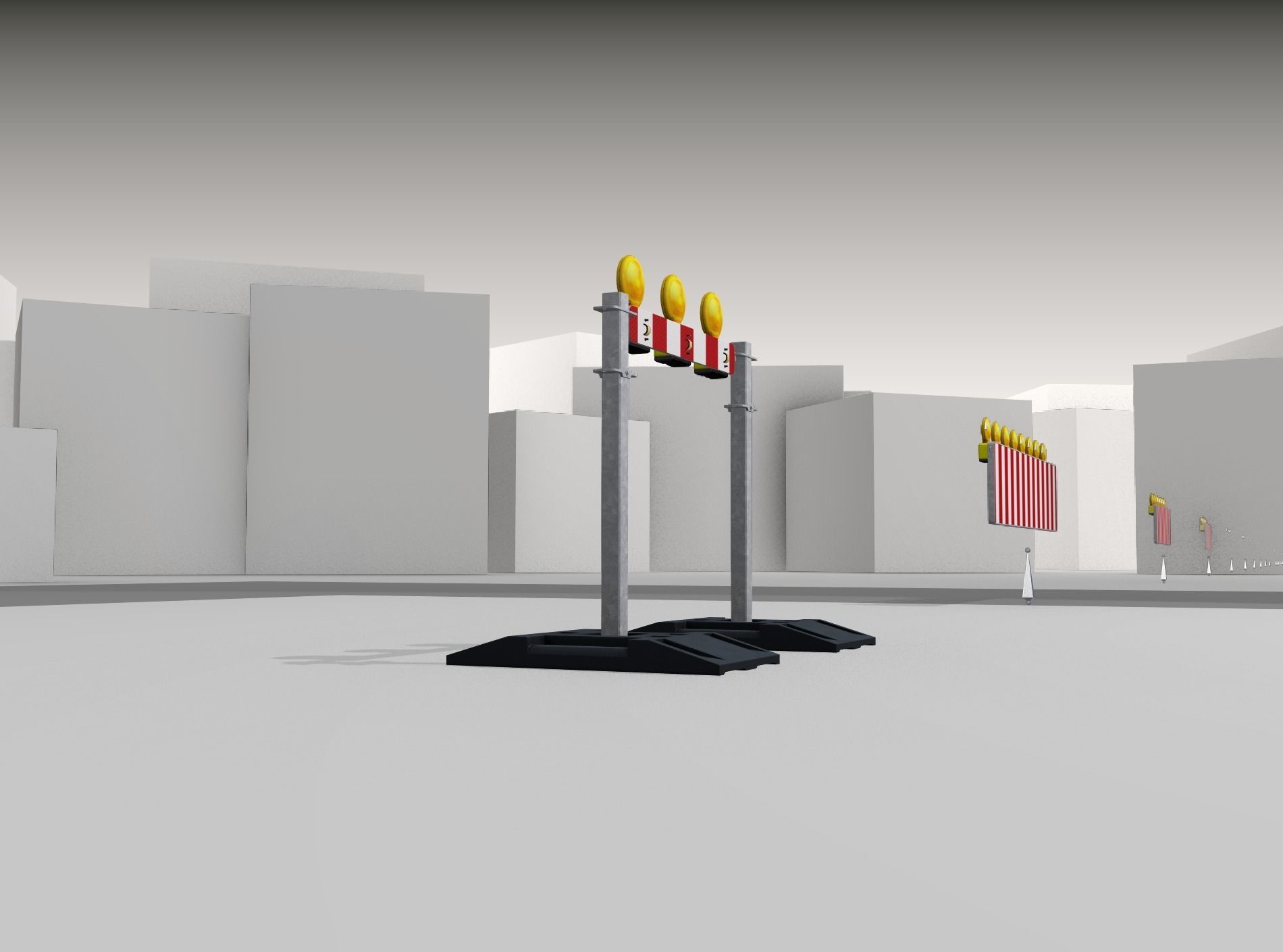 Construction Barrier 5 with warning lights 600-30 100x800mm Low-poly 3D model_39