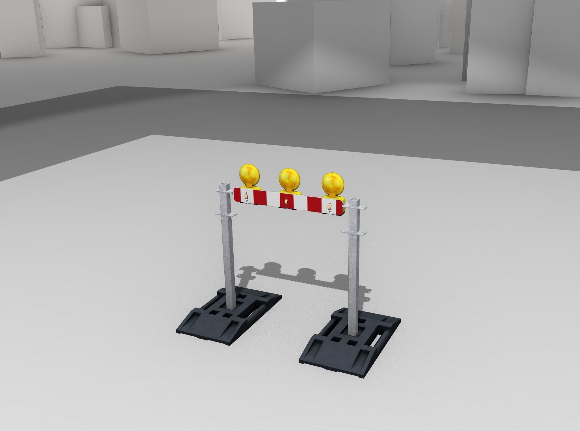 Construction Barrier 5 with warning lights 600-30 100x800mm Low-poly 3D model_8