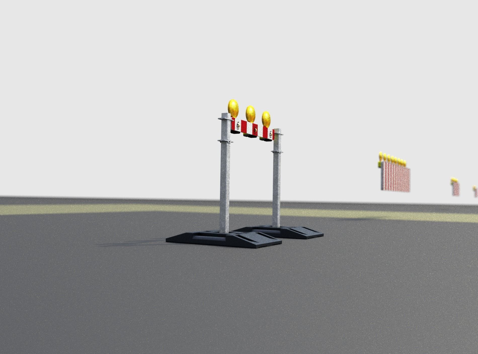 Construction Barrier 5 with warning lights 600-30 100x800mm Low-poly 3D model_40