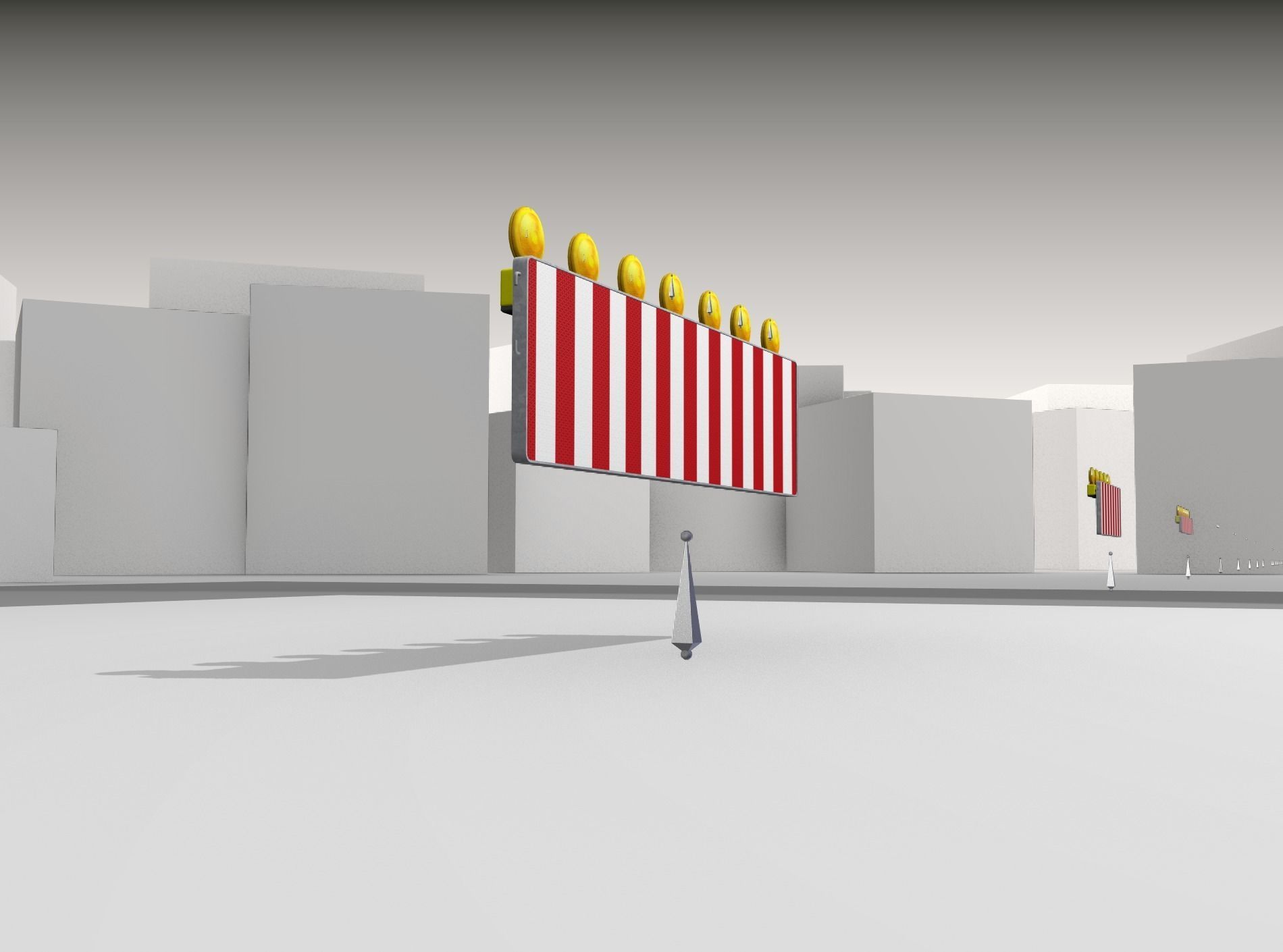 Construction Barrier 6 with animated lights 600-38 500x2000mm Low-poly 3D model_39