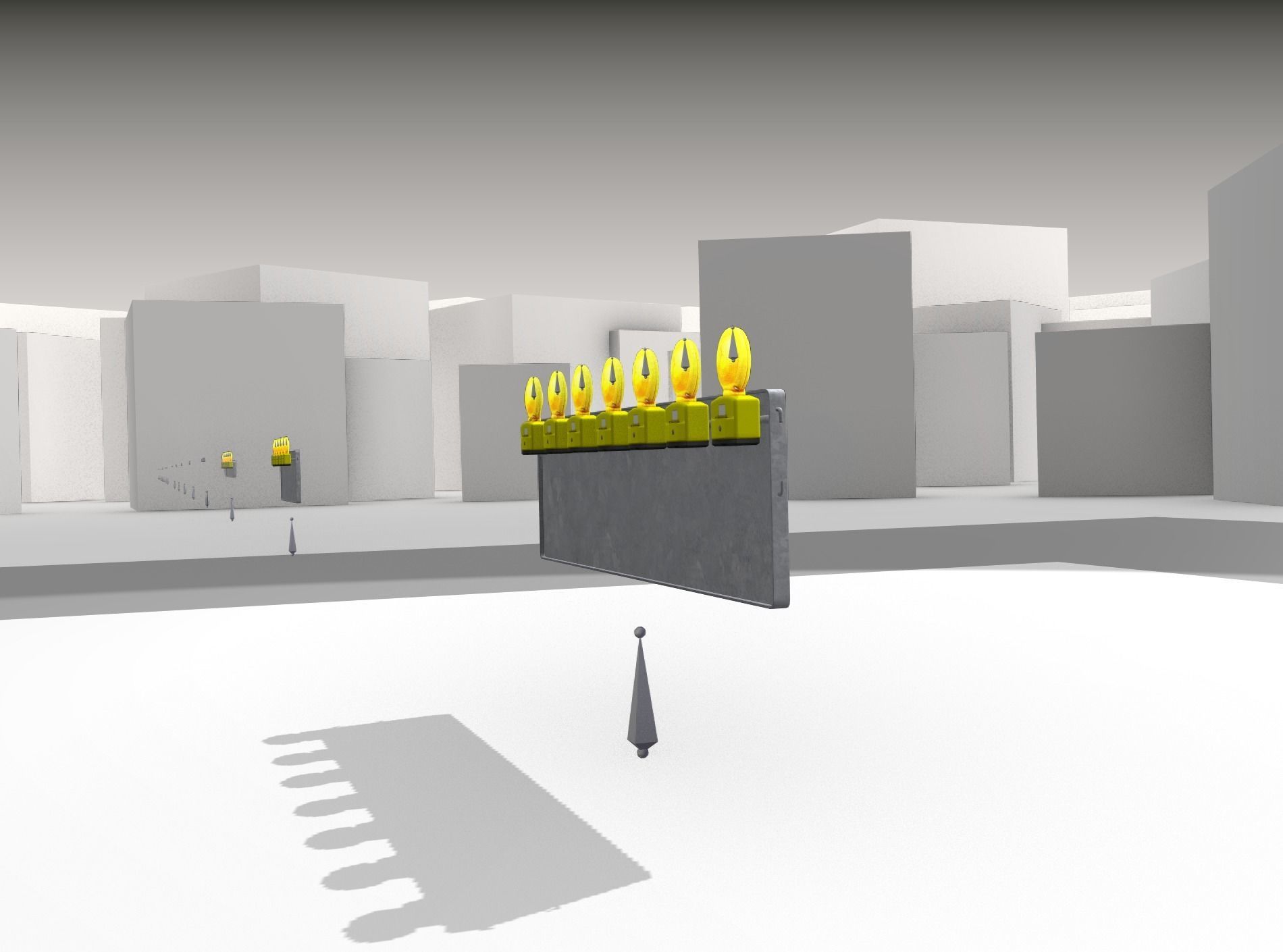 Construction Barrier 6 with animated lights 600-38 500x2000mm Low-poly 3D model_33