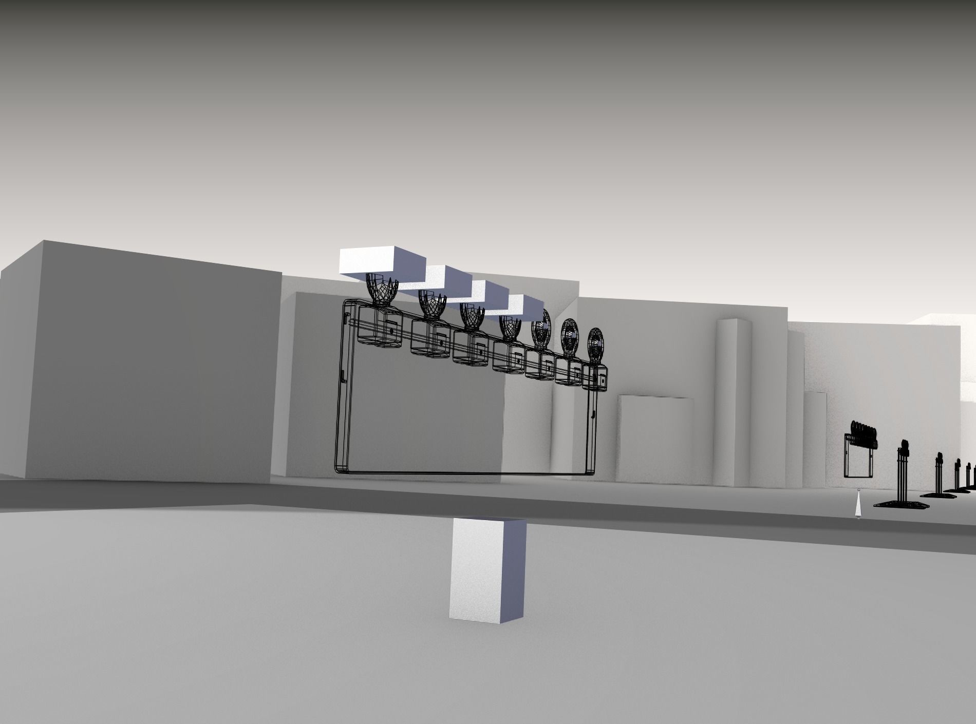 Construction Barrier 6 with animated lights 600-38 500x2000mm Low-poly 3D model_17