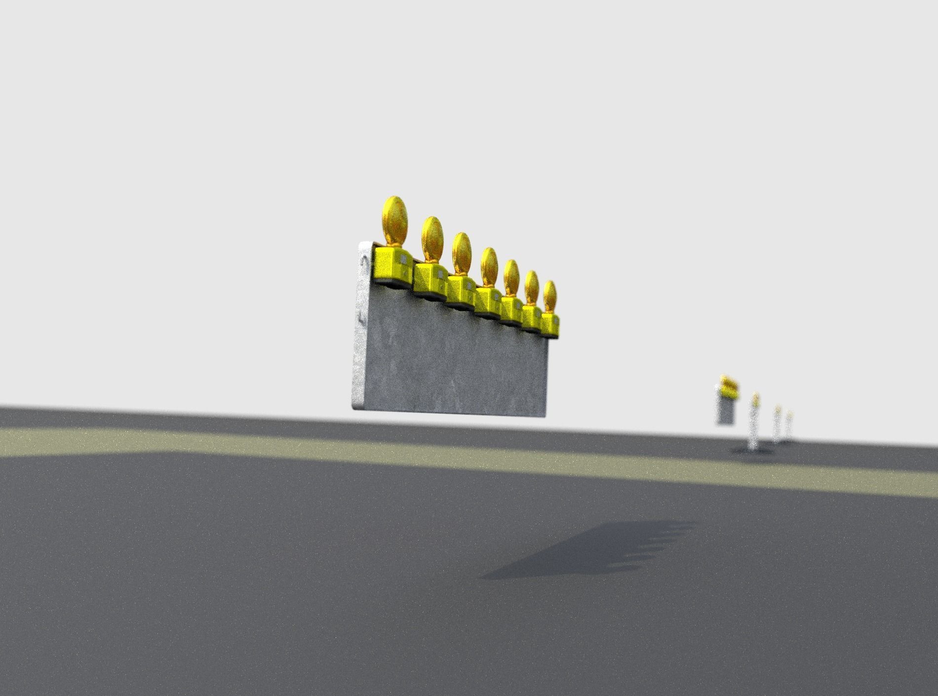 Construction Barrier 6 with animated lights 600-38 500x2000mm Low-poly 3D model_16