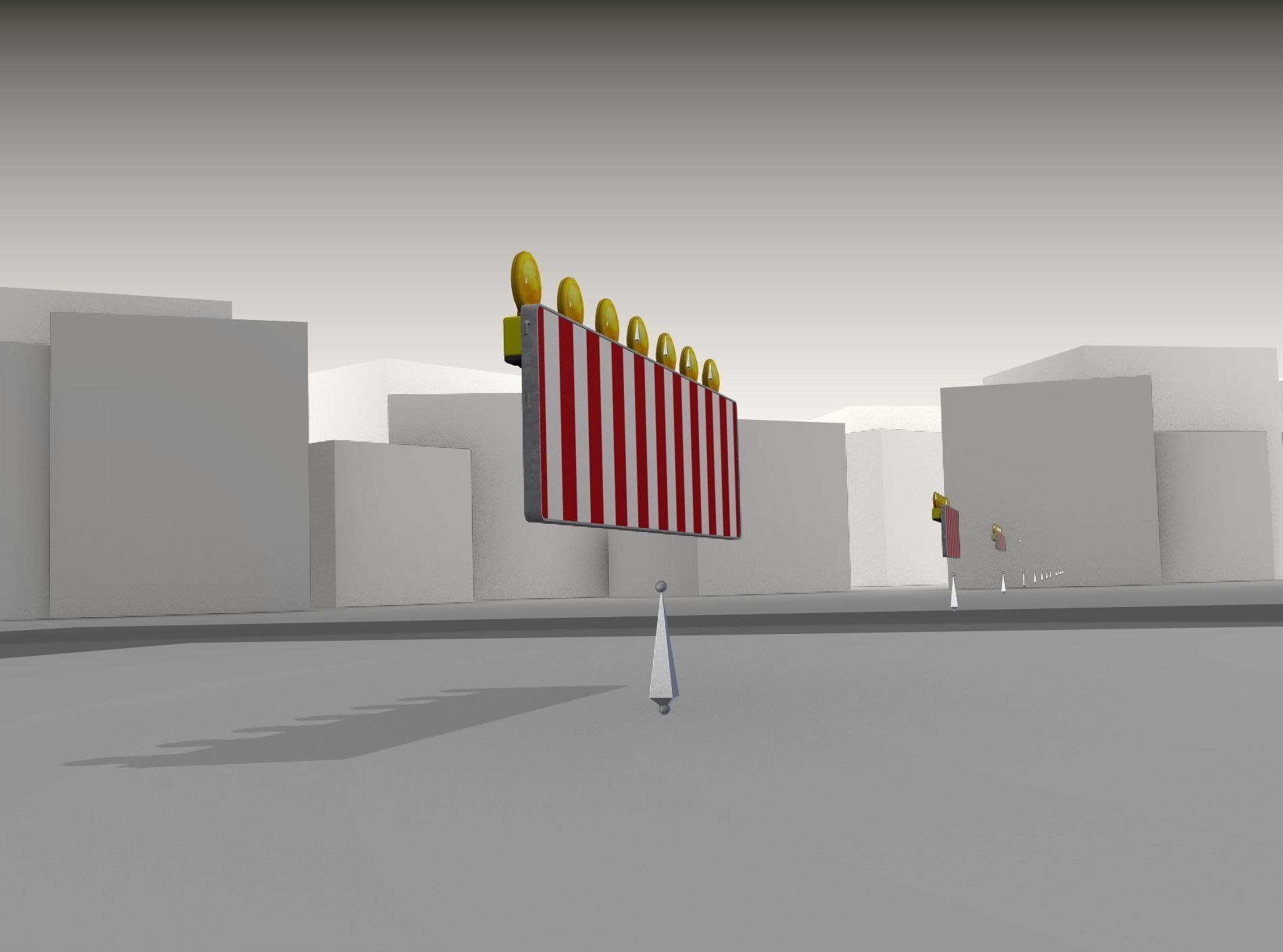 Construction Barrier 6 with animated lights 600-38 500x2000mm Low-poly 3D model_37