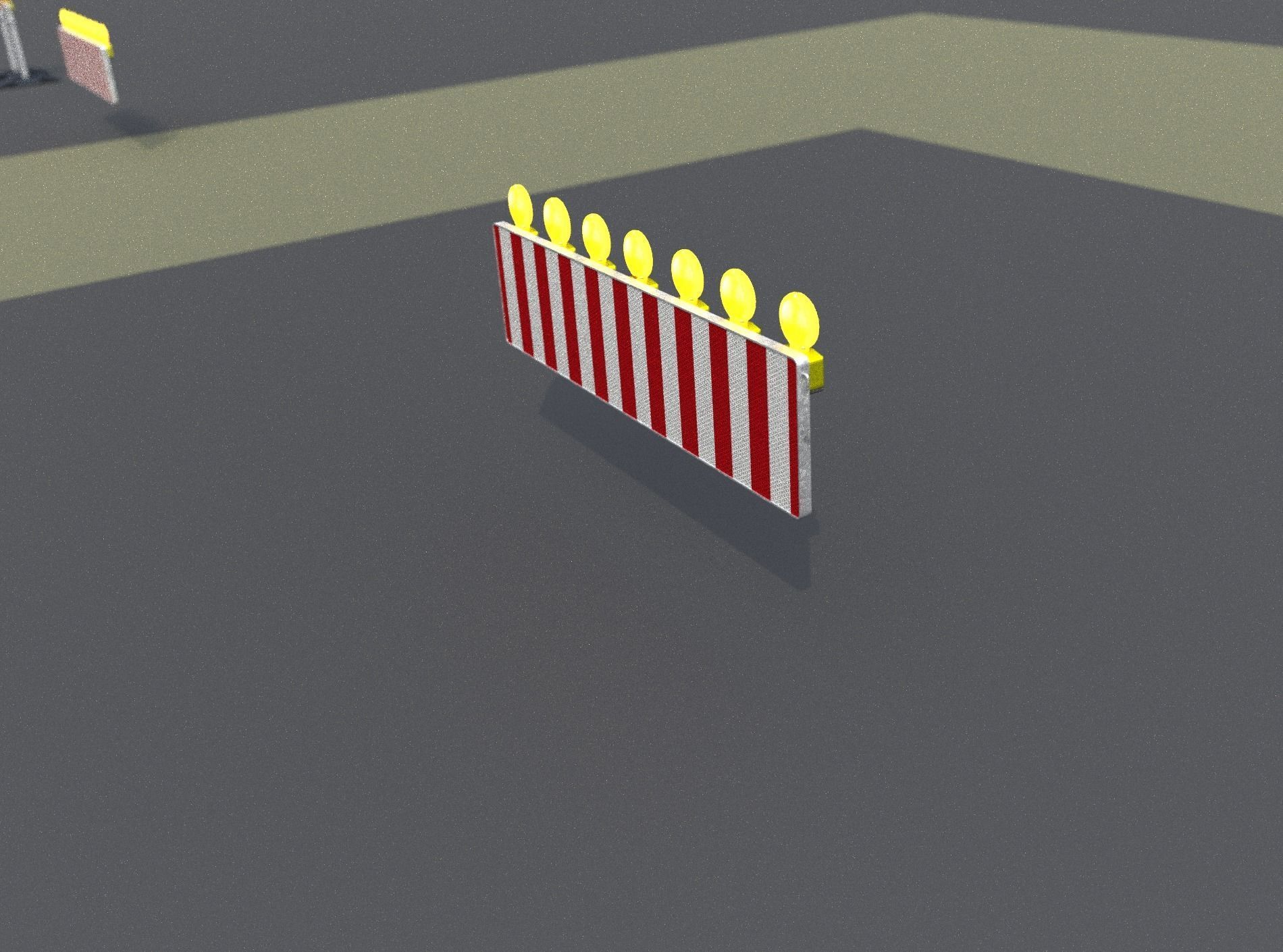 Construction Barrier 6 with animated lights 600-38 500x2000mm Low-poly 3D model_10