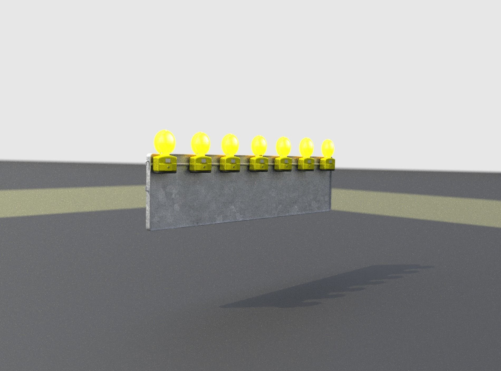 Construction Barrier 6 with animated lights 600-38 500x2000mm Low-poly 3D model_20