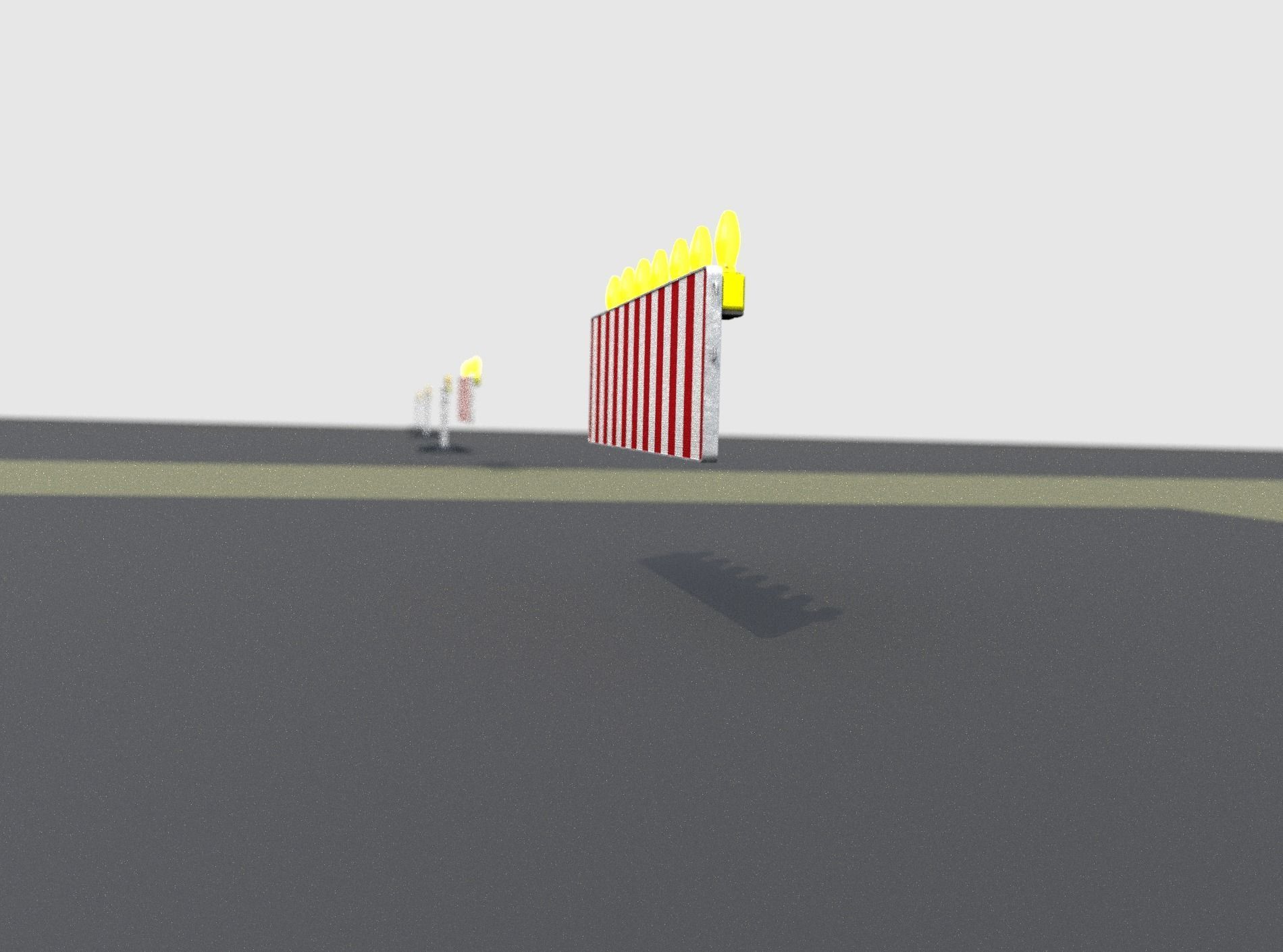 Construction Barrier 6 with animated lights 600-38 500x2000mm Low-poly 3D model_12