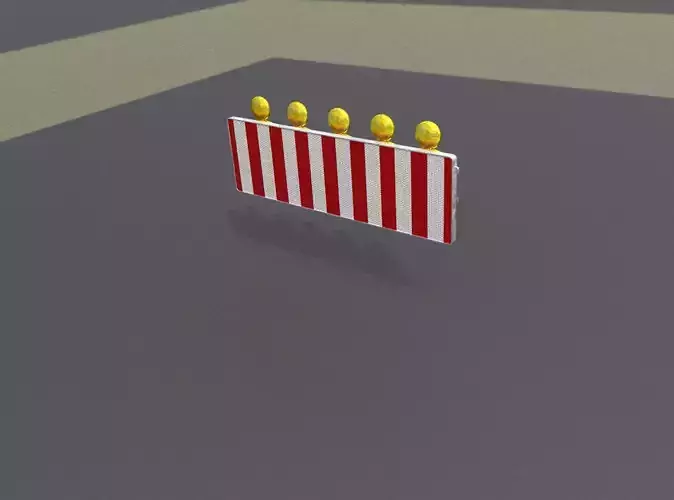 Construction Barrier 6 with animated lights 600-37 500x1600mm Low-poly 3D model