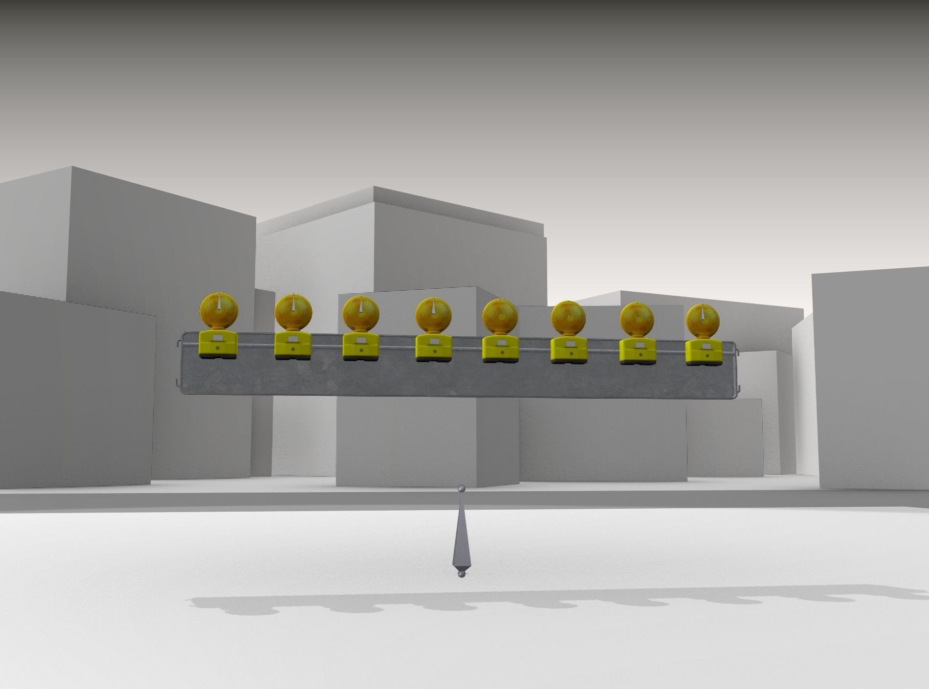 Construction Barrier 6 with animated lights 600-36 250x2400mm Low-poly 3D model_25