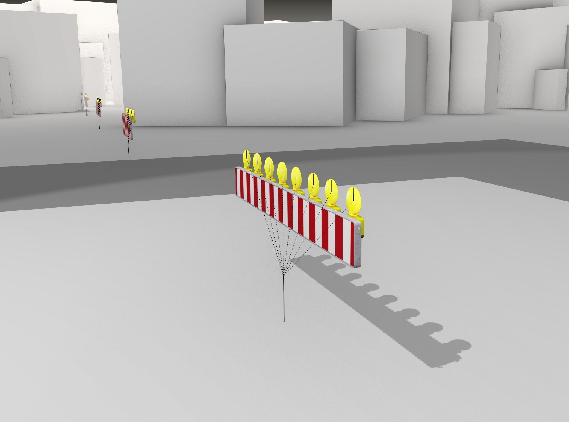Construction Barrier 6 with animated lights 600-36 250x2400mm Low-poly 3D model_11