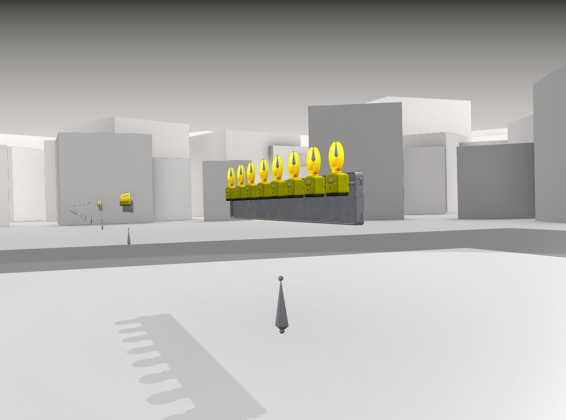 Construction Barrier 6 with animated lights 600-36 250x2400mm Low-poly 3D model_33