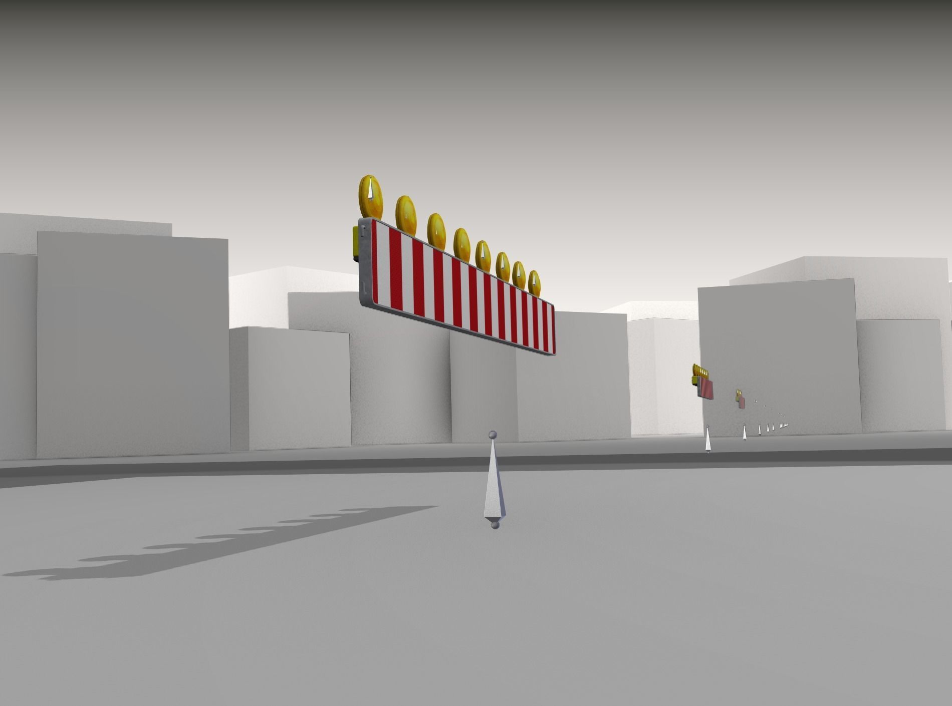 Construction Barrier 6 with animated lights 600-36 250x2400mm Low-poly 3D model_37