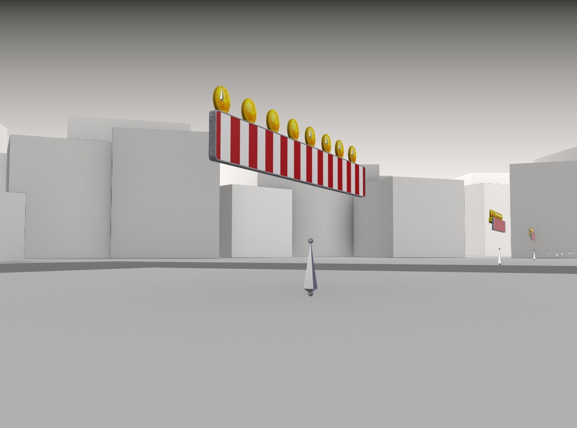 Construction Barrier 6 with animated lights 600-36 250x2400mm Low-poly 3D model_39