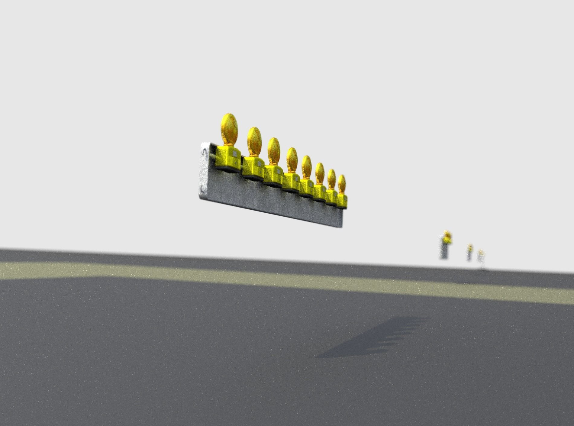 Construction Barrier 6 with animated lights 600-36 250x2400mm Low-poly 3D model_16